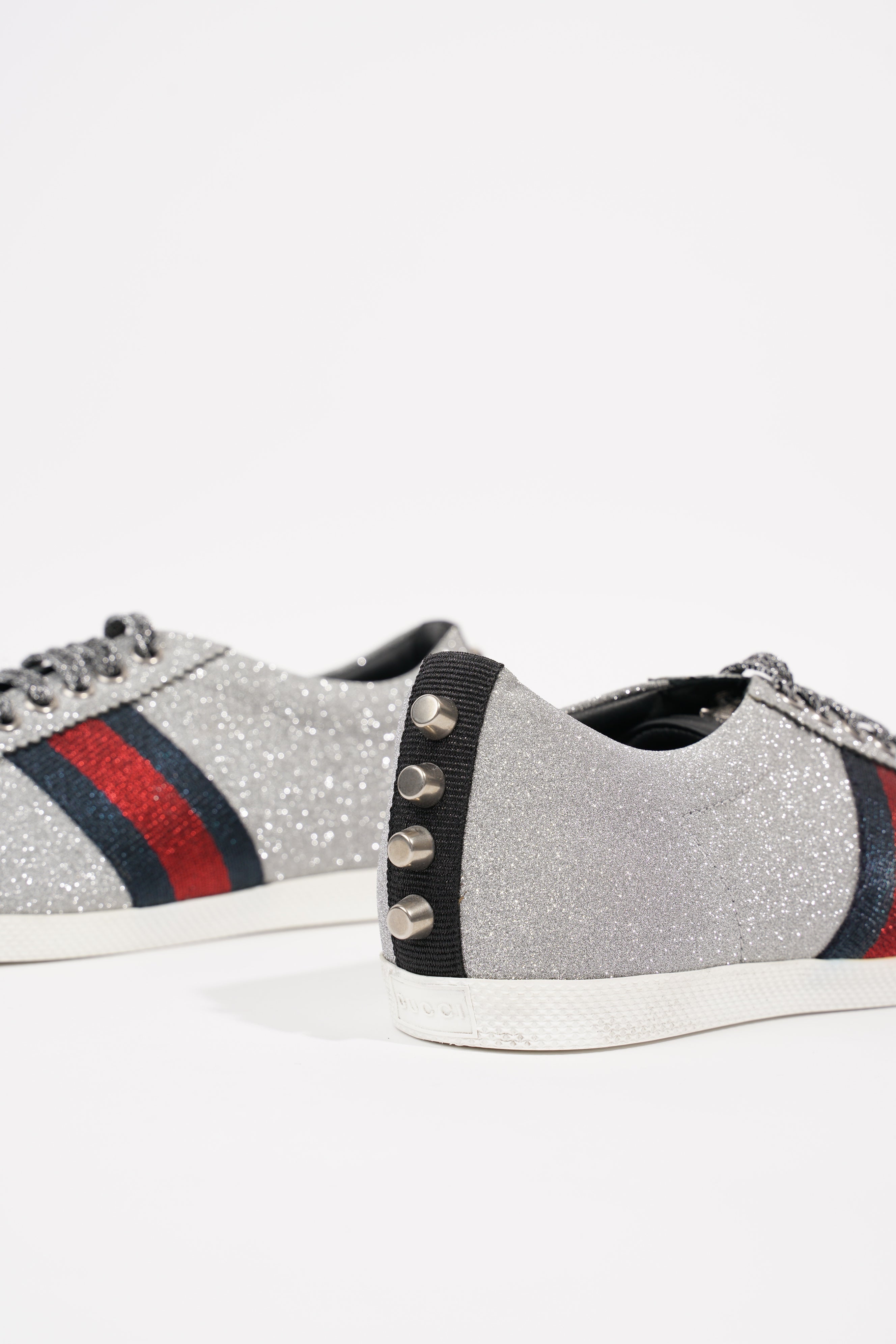 Gucci Womens Bambi Sneaker Silver Glitter EU 38 / UK 5