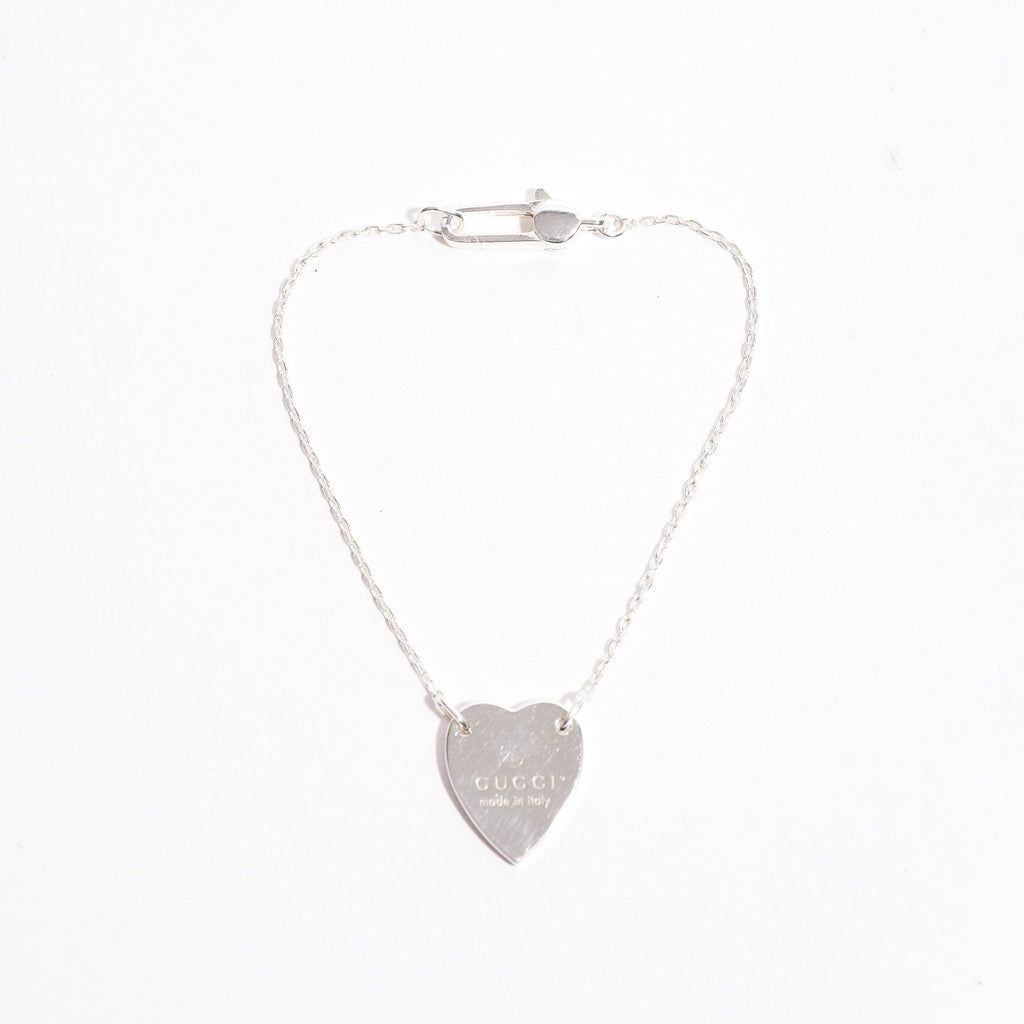 Gucci Womens Heart Tag Bracelet Silver
