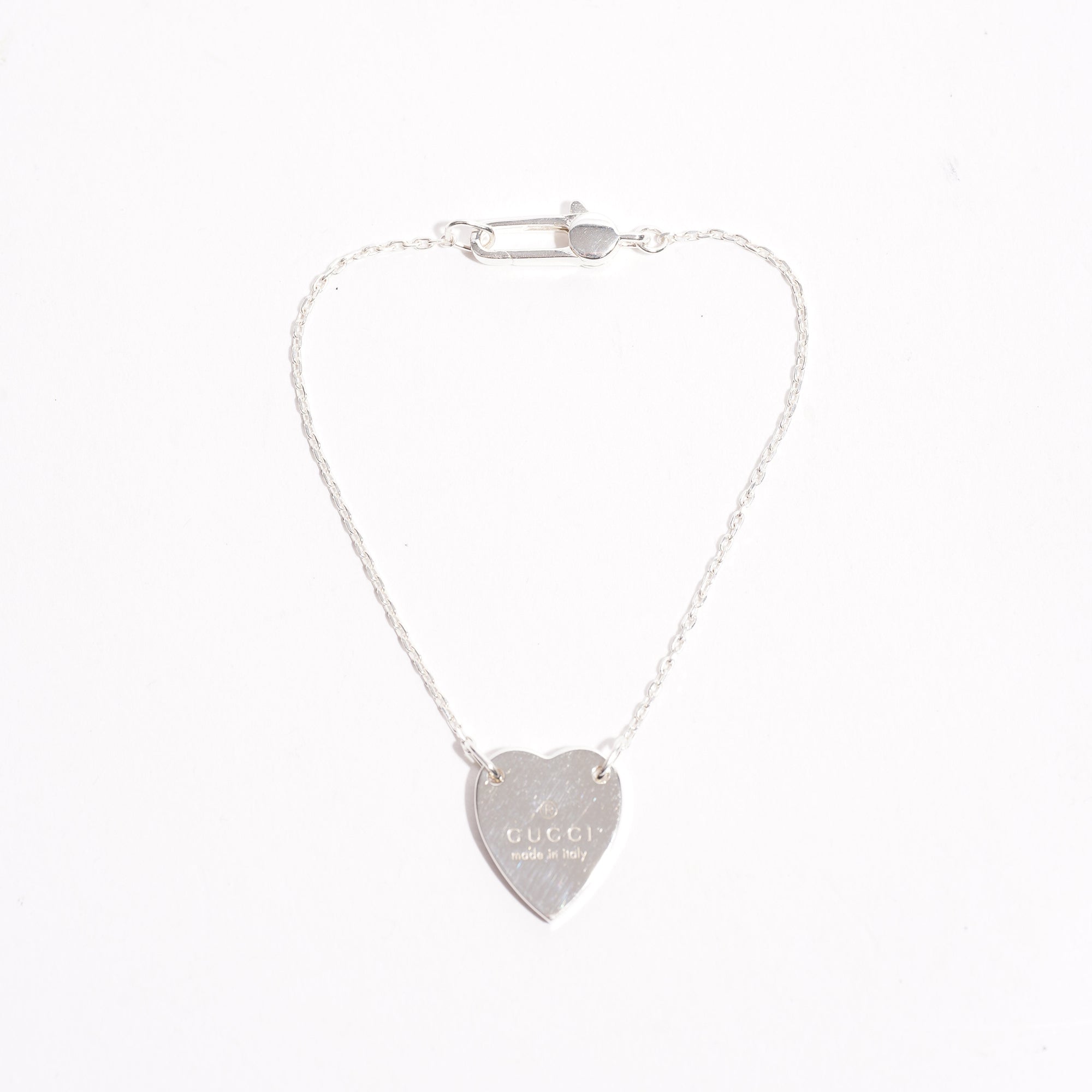 Gucci Womens Heart Tag Bracelet Silver
