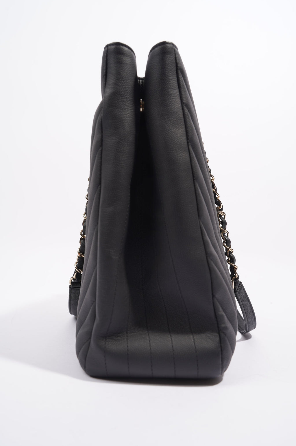 Chanel Womens Lambskin Classic Chevron Timeless Tote Black