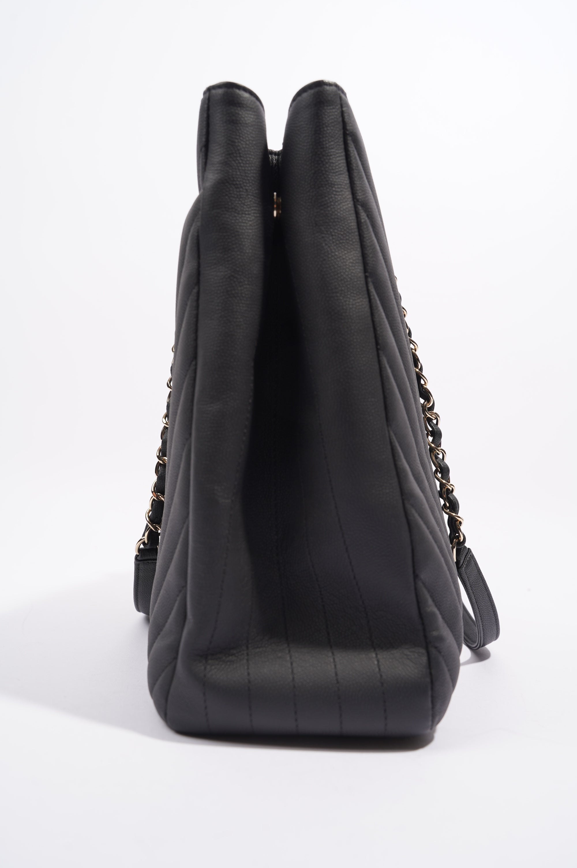 Chanel Womens Lambskin Classic Chevron Timeless Tote Black