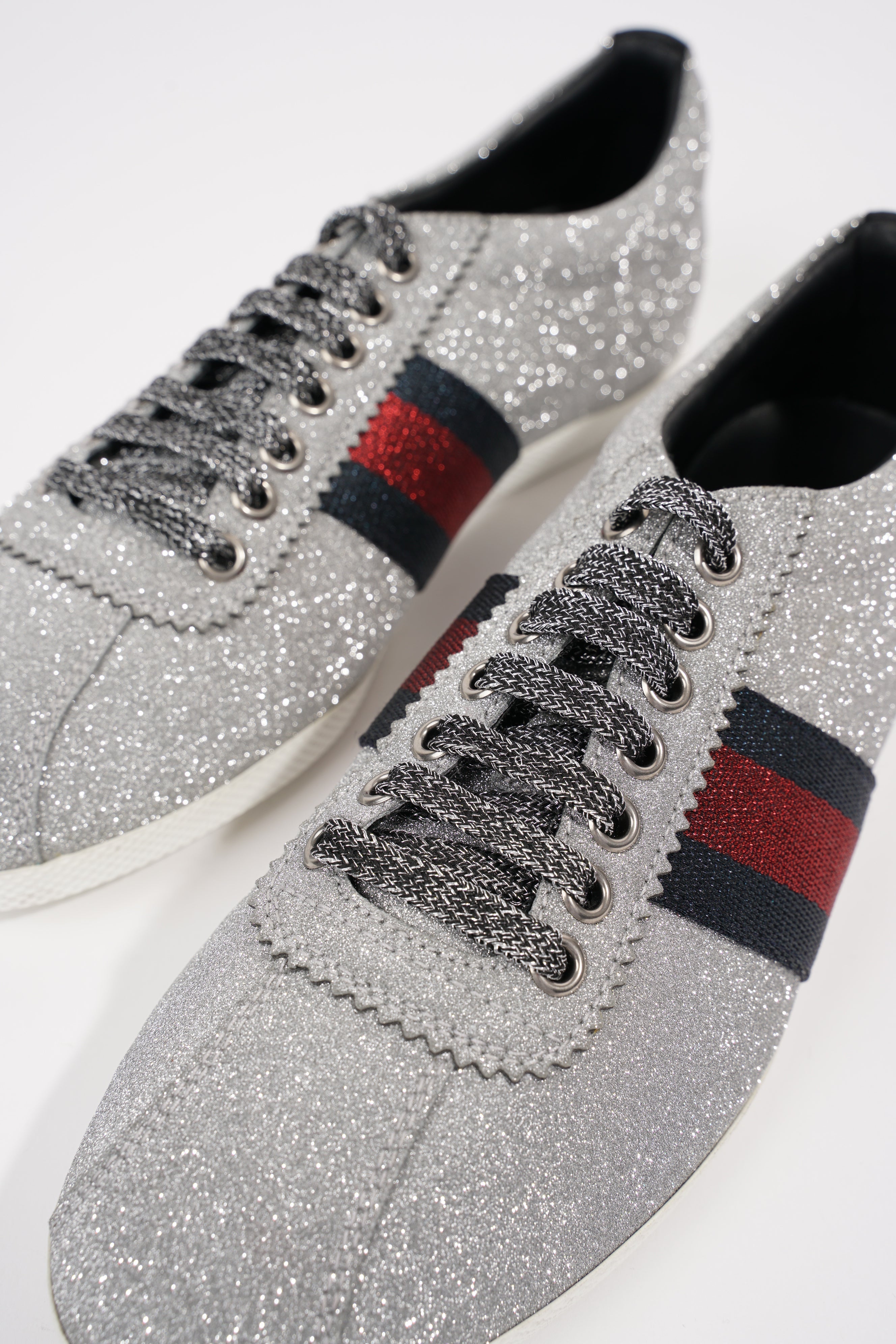 Gucci Womens Bambi Sneaker Silver Glitter EU 38 / UK 5