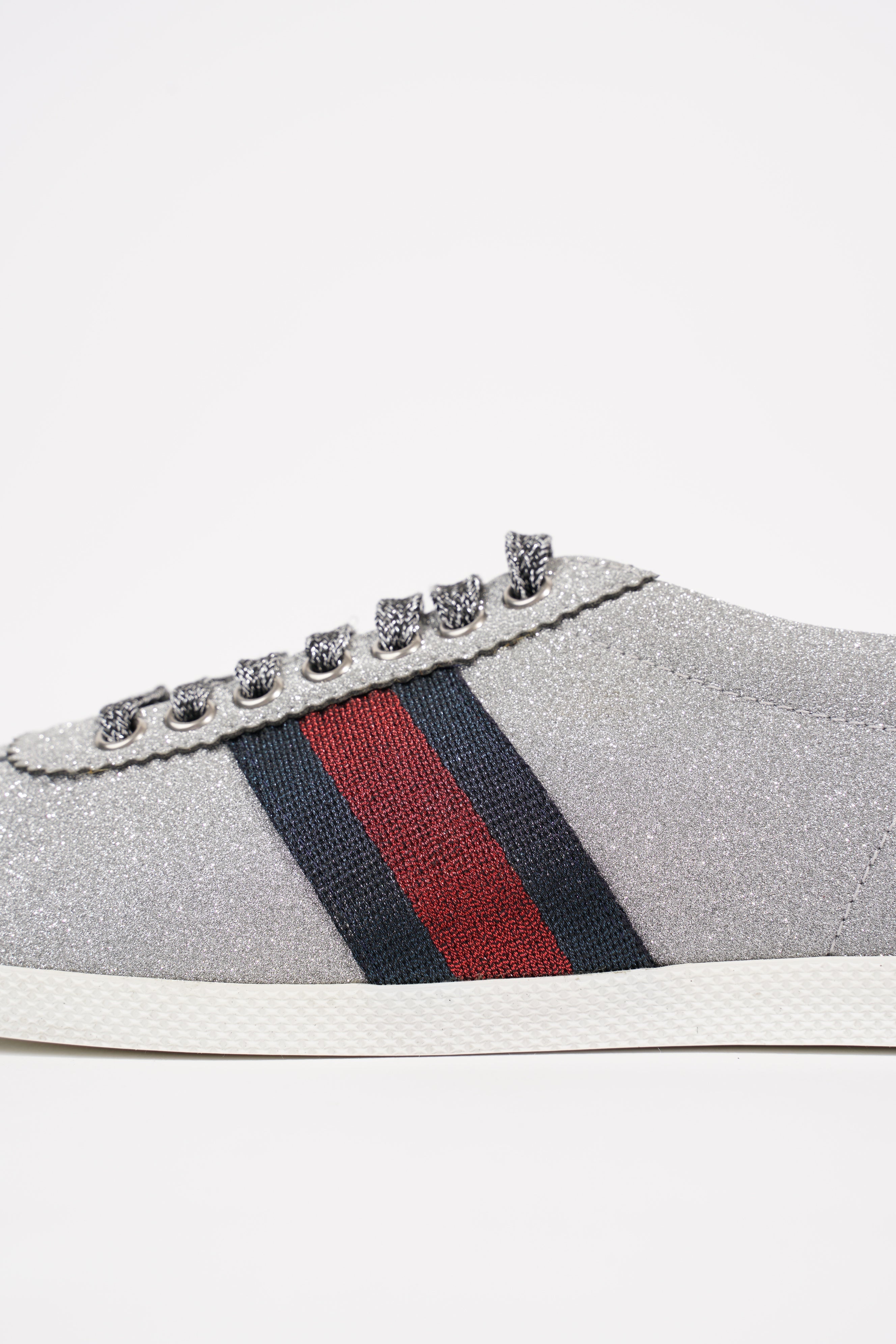 Gucci Womens Bambi Sneaker Silver Glitter EU 38 / UK 5