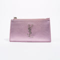 Saint Laurent Womens Zip Wallet Metallic Pink