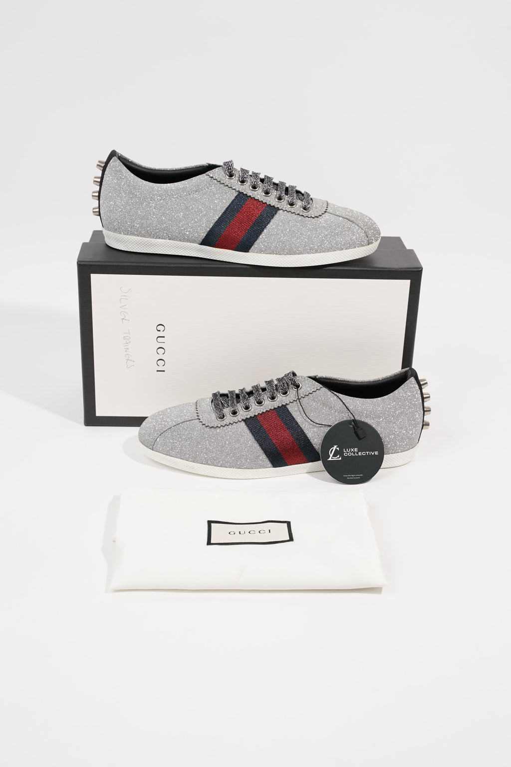 Gucci Womens Bambi Sneaker Silver Glitter EU 38 / UK 5