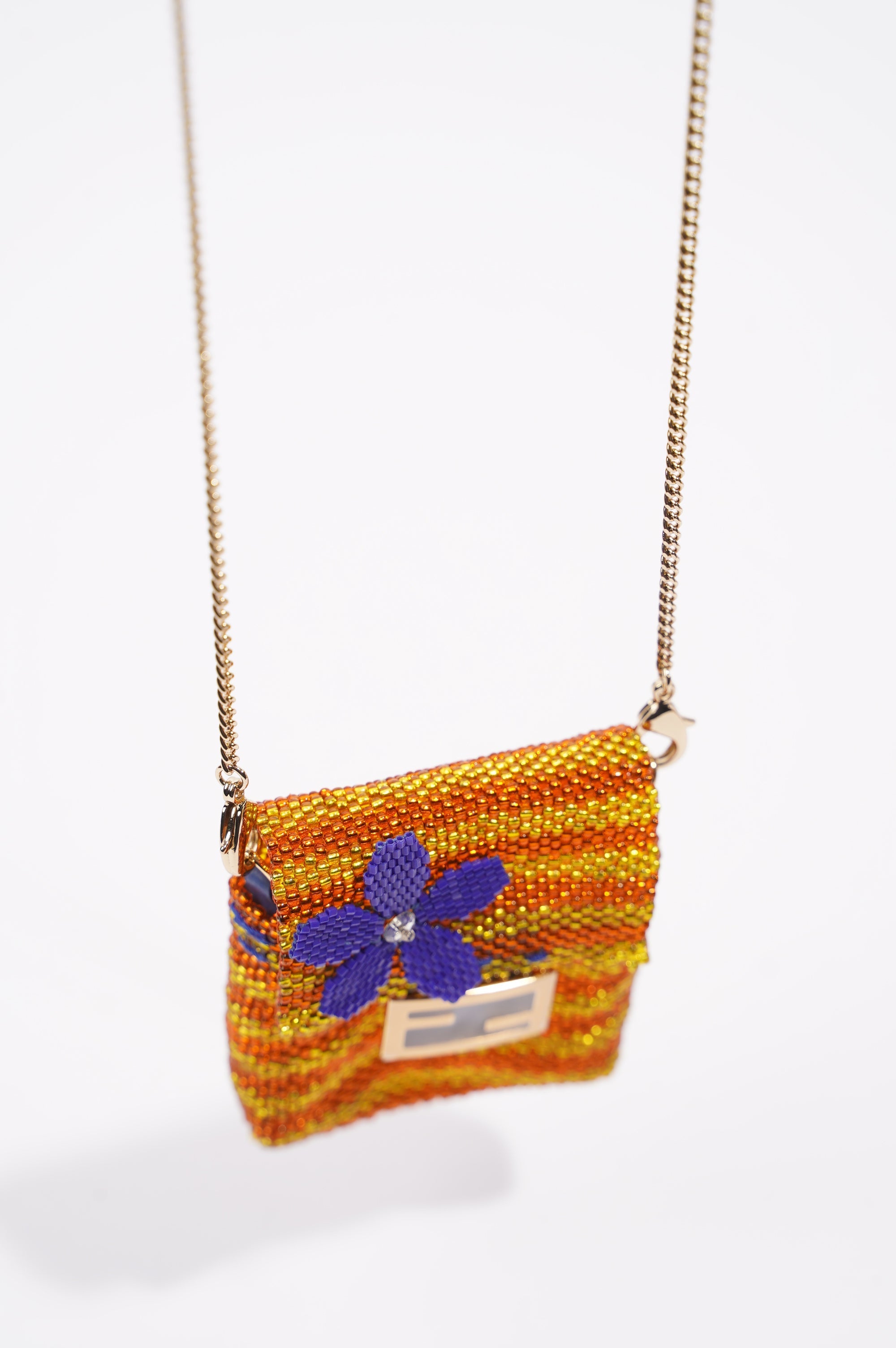 Fendi Womens Pico Baguette Charm Beads Orange / Yellow