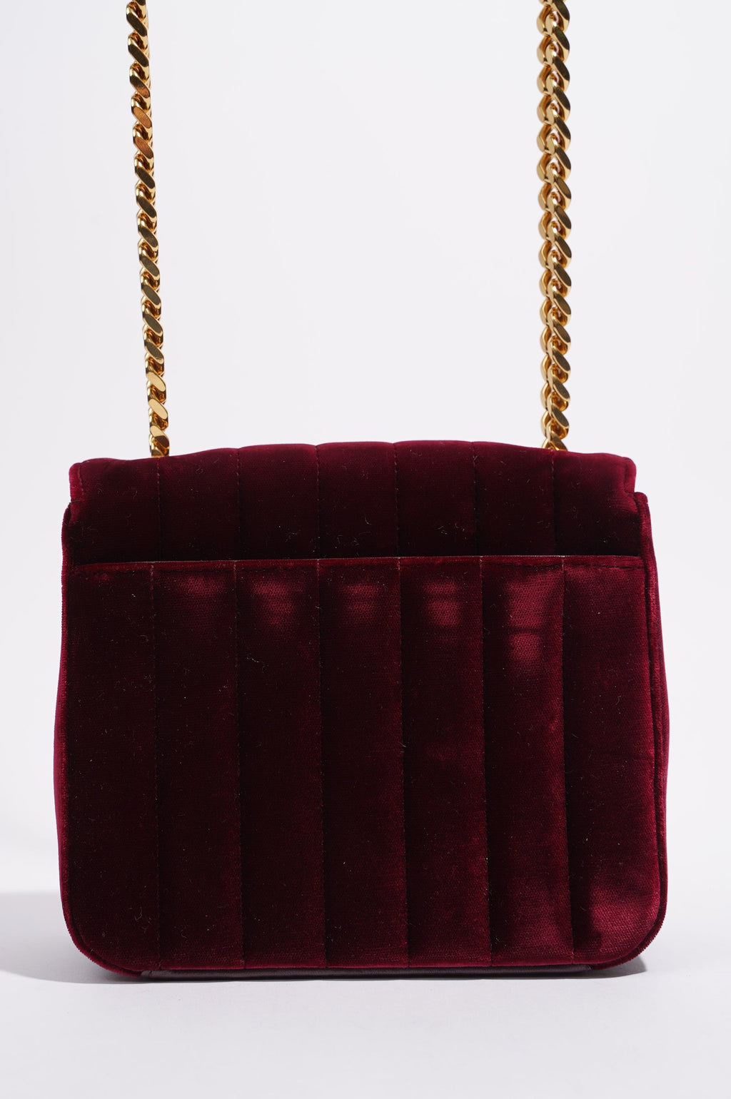 Saint Laurent Womens Vicky Burgundy Velvet Small