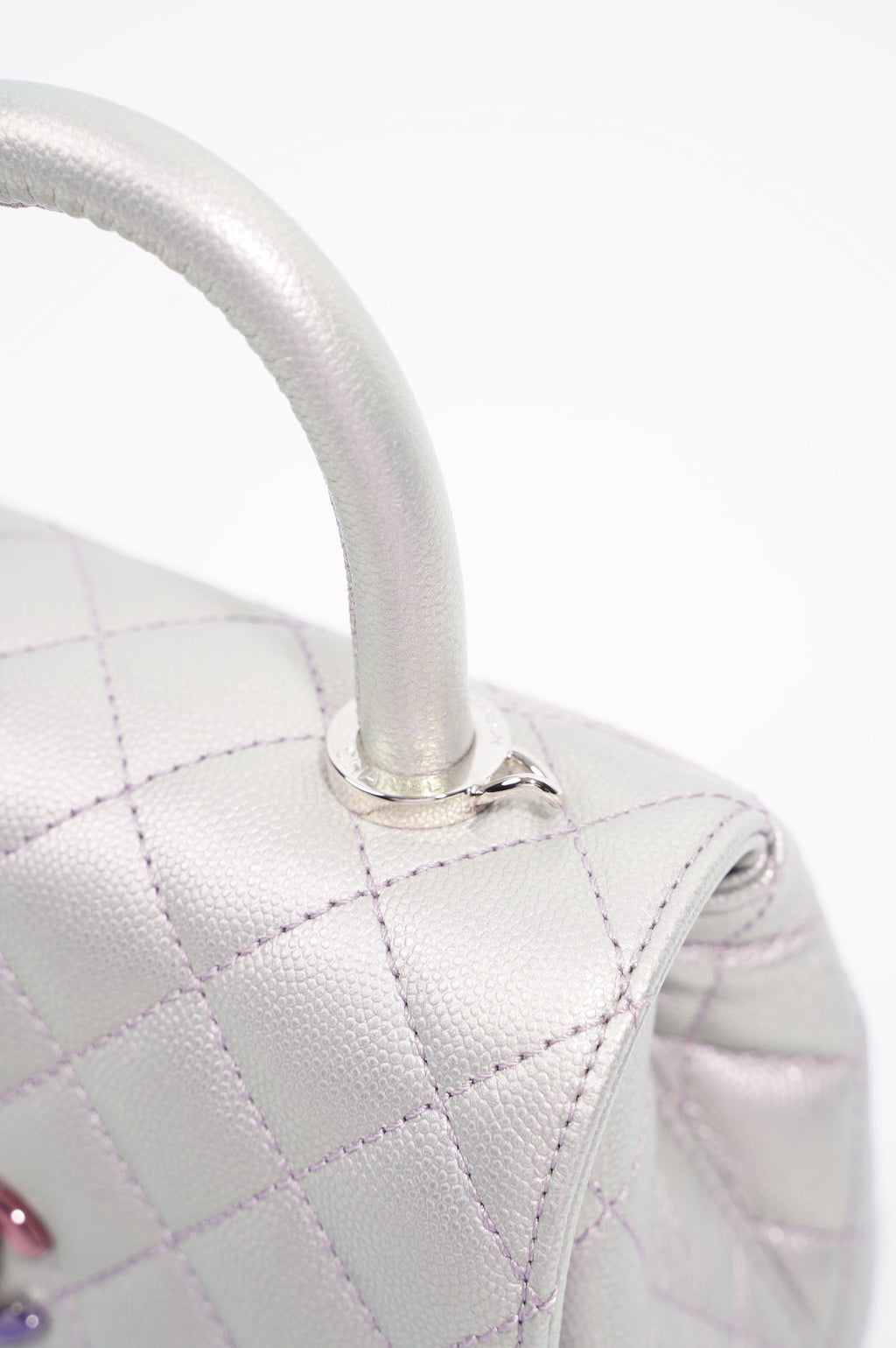 Chanel Womens 21K Coco Handle Iridescent Purple Caviar Mini
