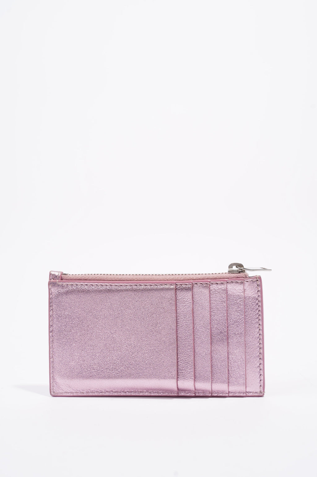 Saint Laurent Womens Zip Wallet Metallic Pink