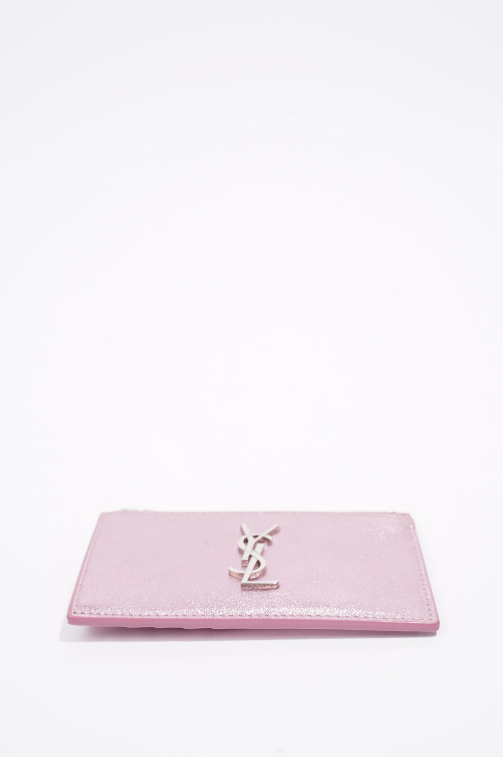 Saint Laurent Womens Zip Wallet Metallic Pink