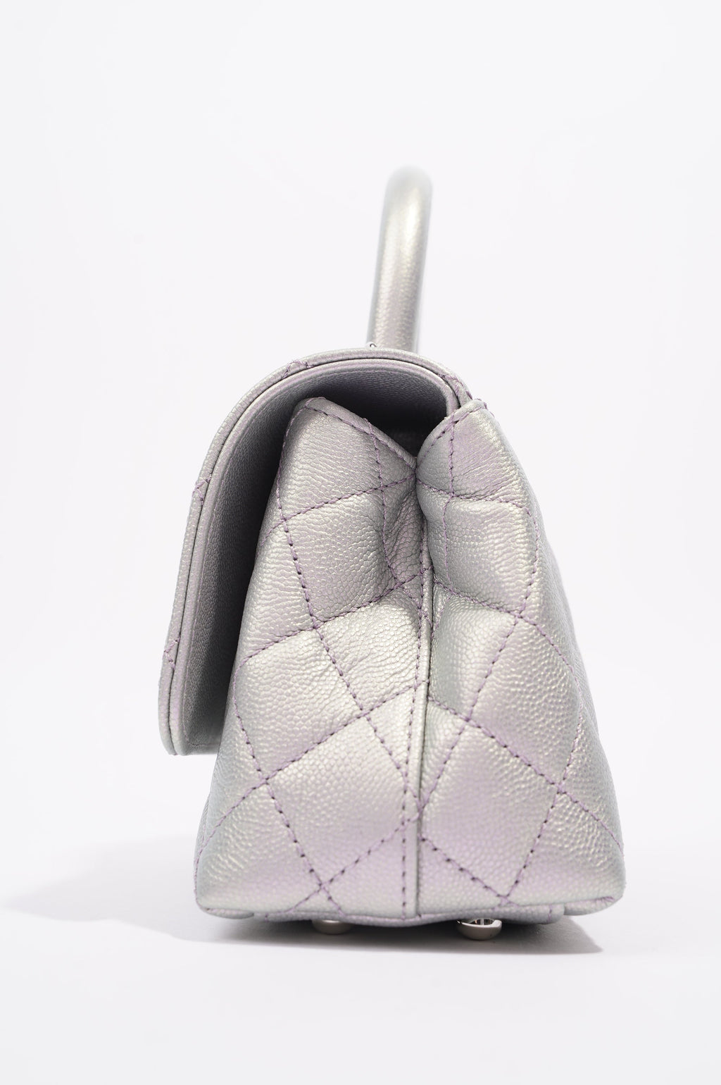 Chanel Womens 21K Coco Handle Iridescent Purple Caviar Mini