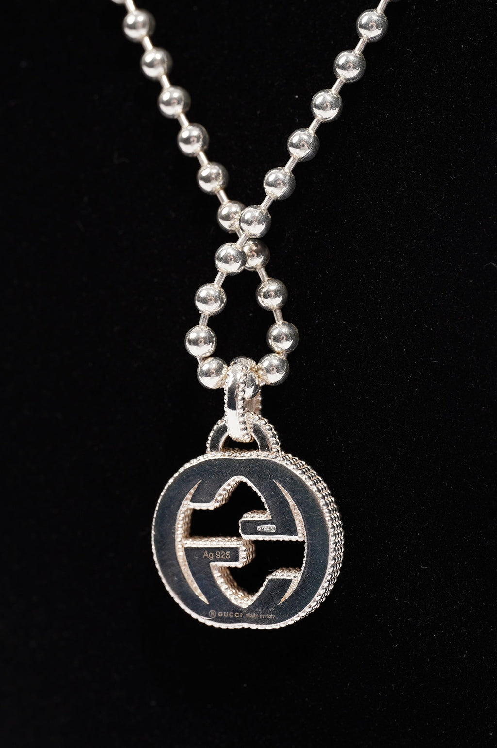 Gucci Womens Interlocking G Pendant Sterling Silver