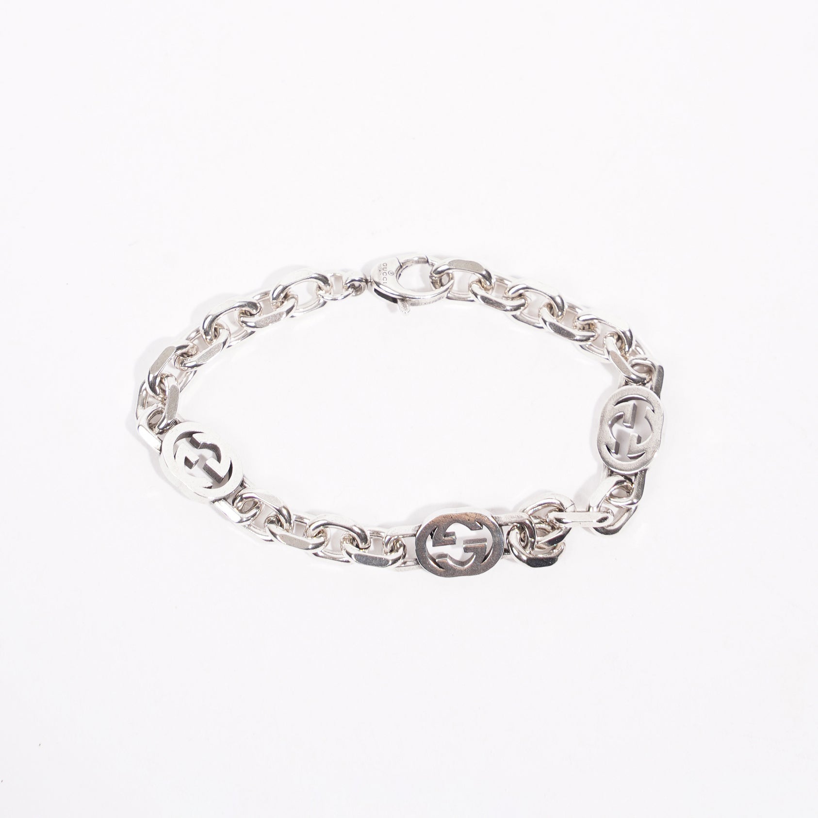 Gucci Mens Interlocking G Bracelet Silver