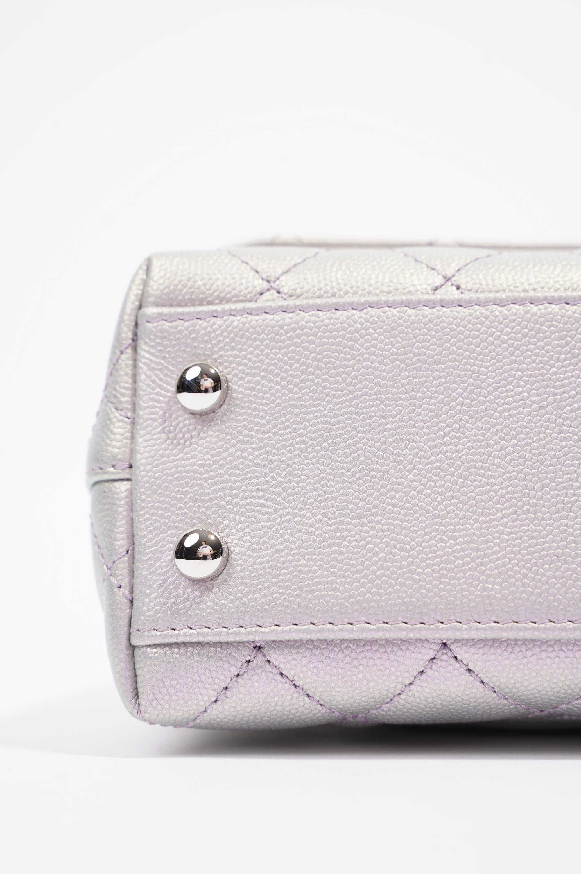Chanel Womens 21K Coco Handle Iridescent Purple Caviar Mini