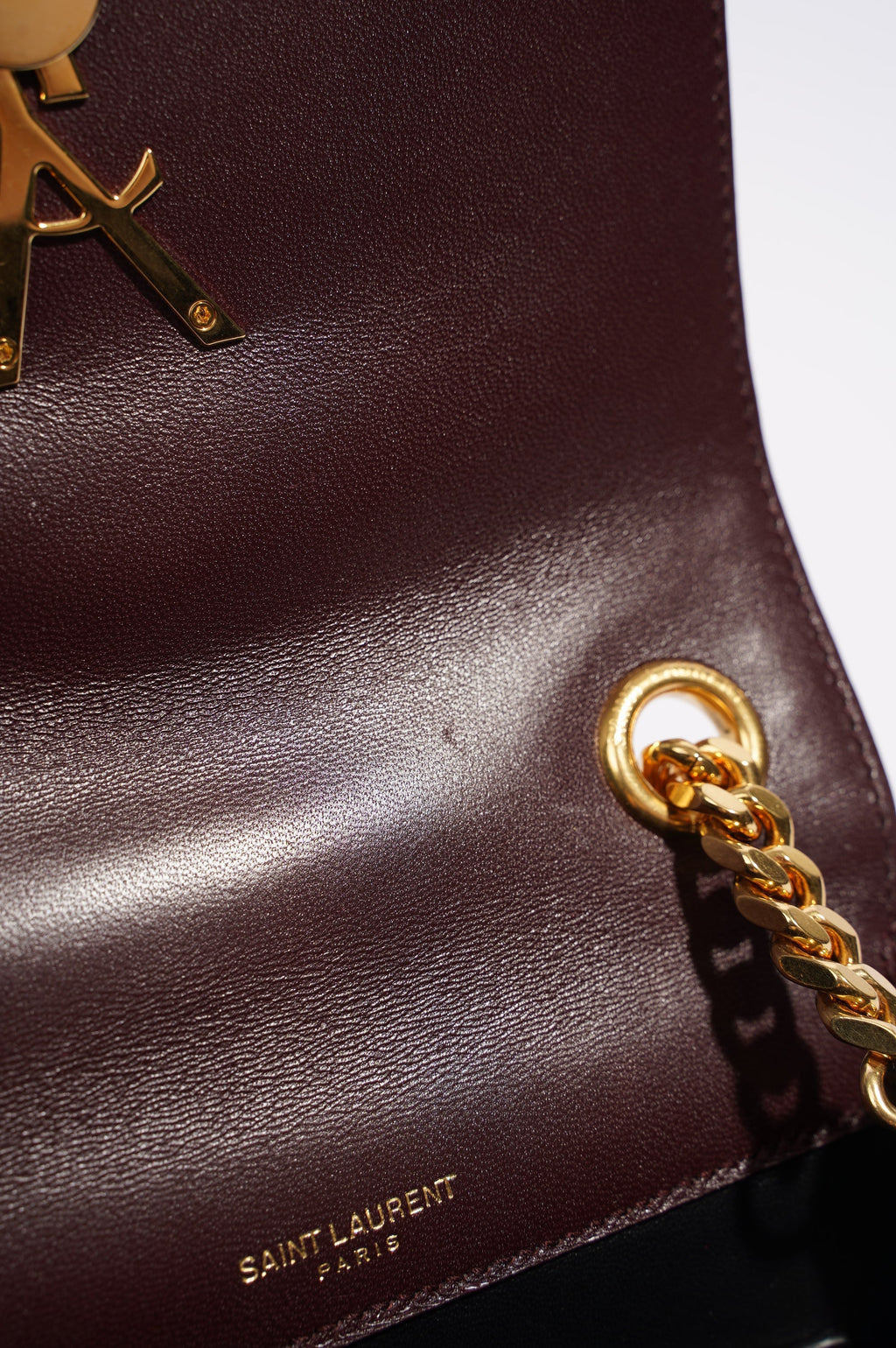 Saint Laurent Womens Vicky Burgundy Velvet Small