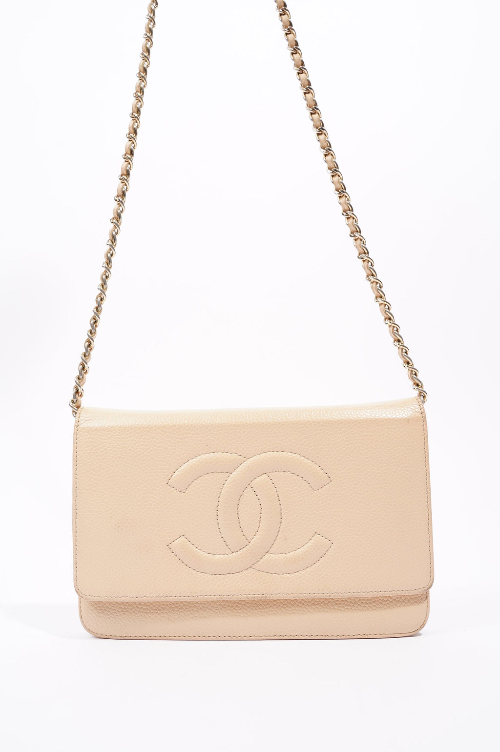 Chanel Womens Timeless Wallet On Chain Beige Caviar
