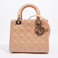 Christian Dior Womens Lady Dior Bag Nude Patent Leather Medium