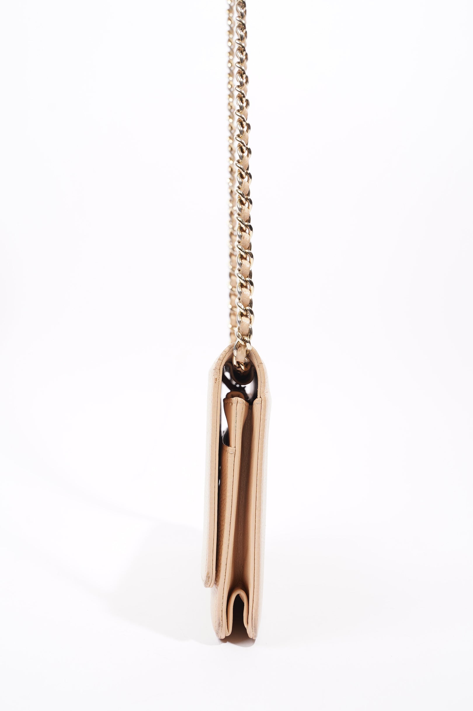 Chanel Womens Timeless Wallet On Chain Beige Caviar