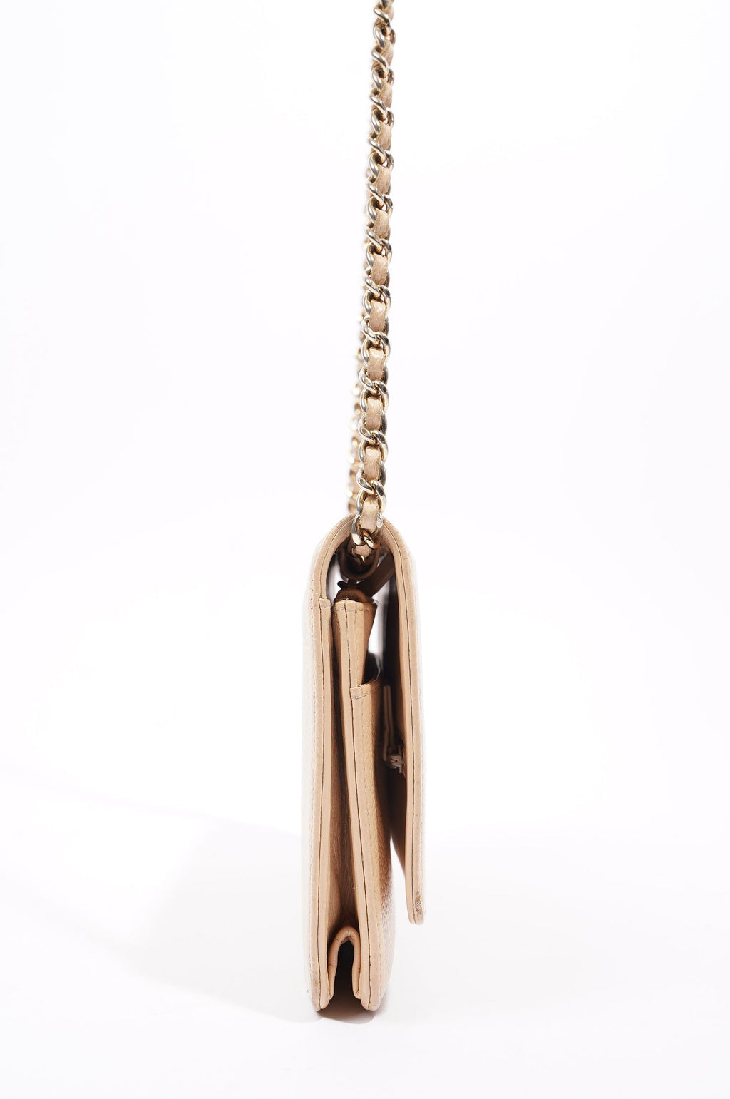 Chanel Womens Timeless Wallet On Chain Beige Caviar