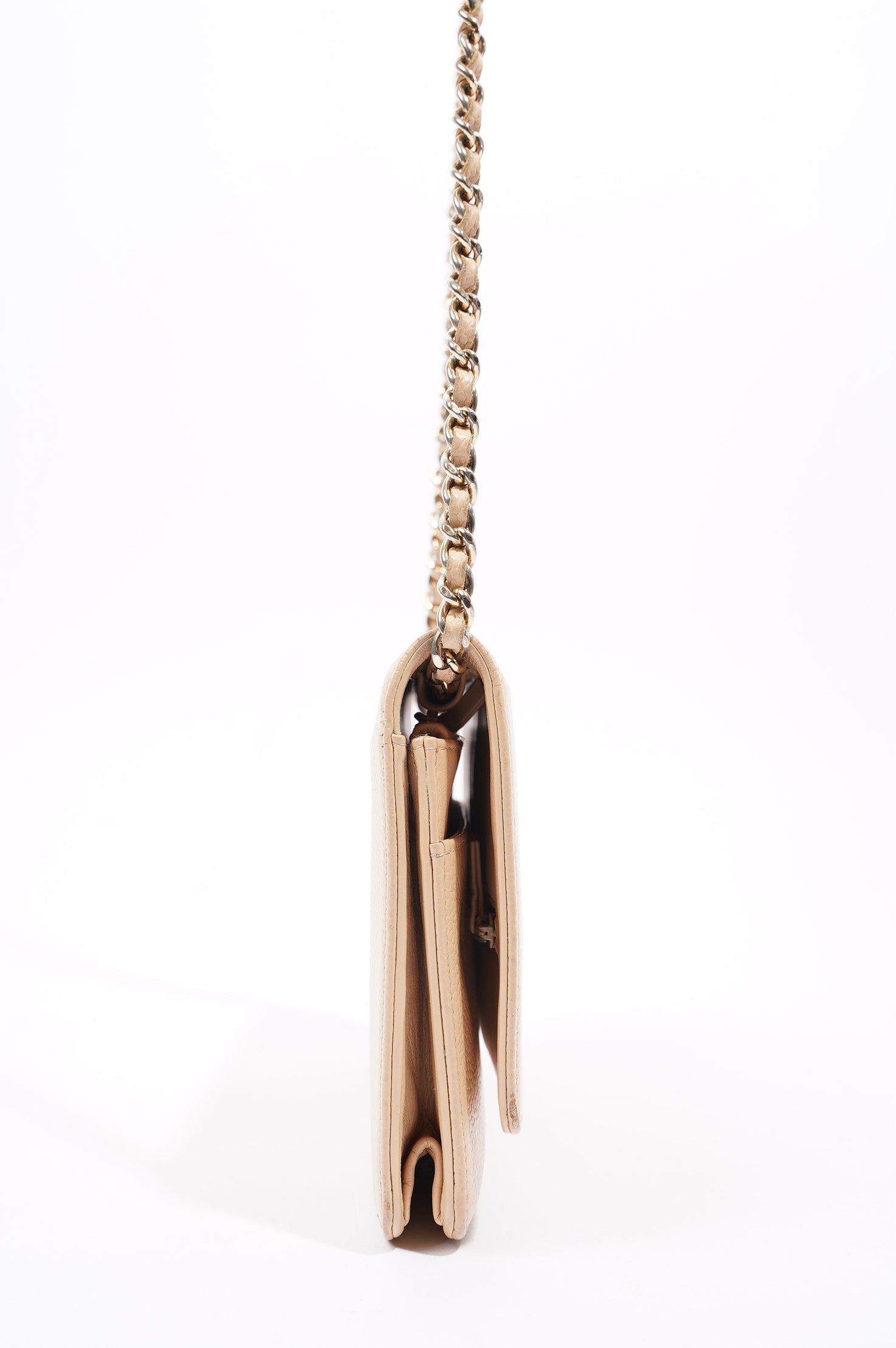 Chanel Womens Timeless Wallet On Chain Beige Caviar