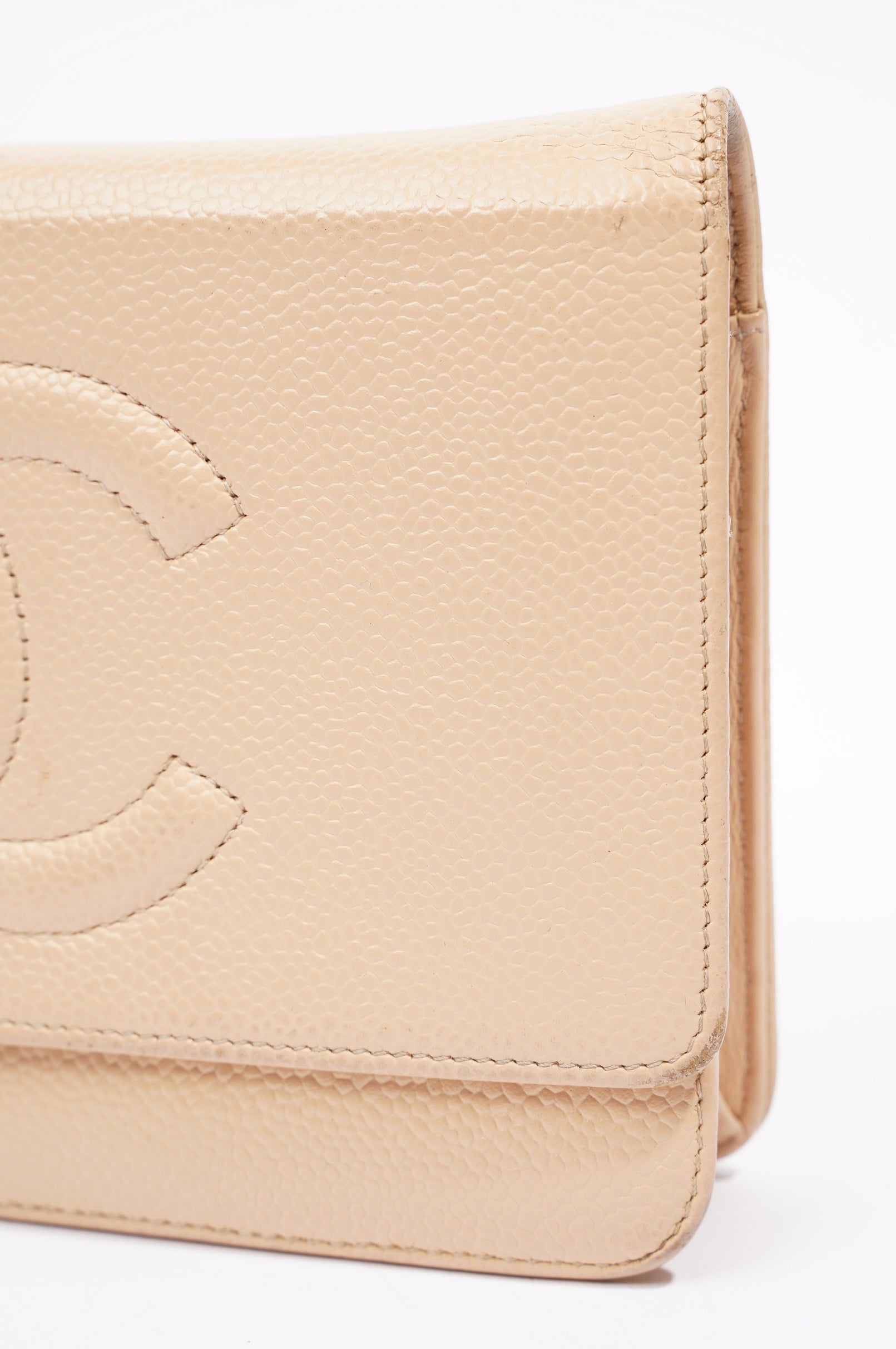 Chanel Womens Timeless Wallet On Chain Beige Caviar