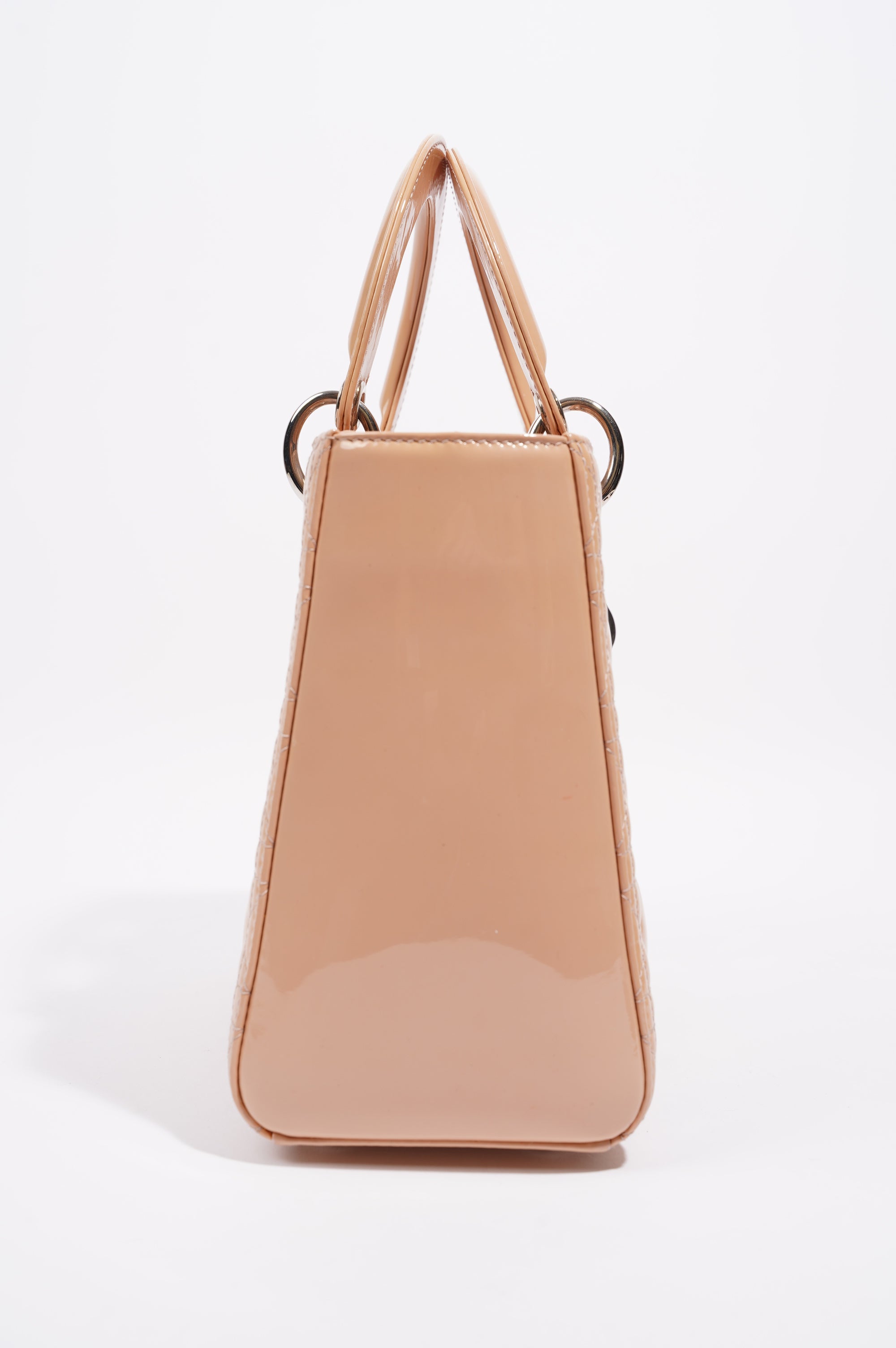 Christian Dior Womens Lady Dior Bag Nude Patent Leather Medium