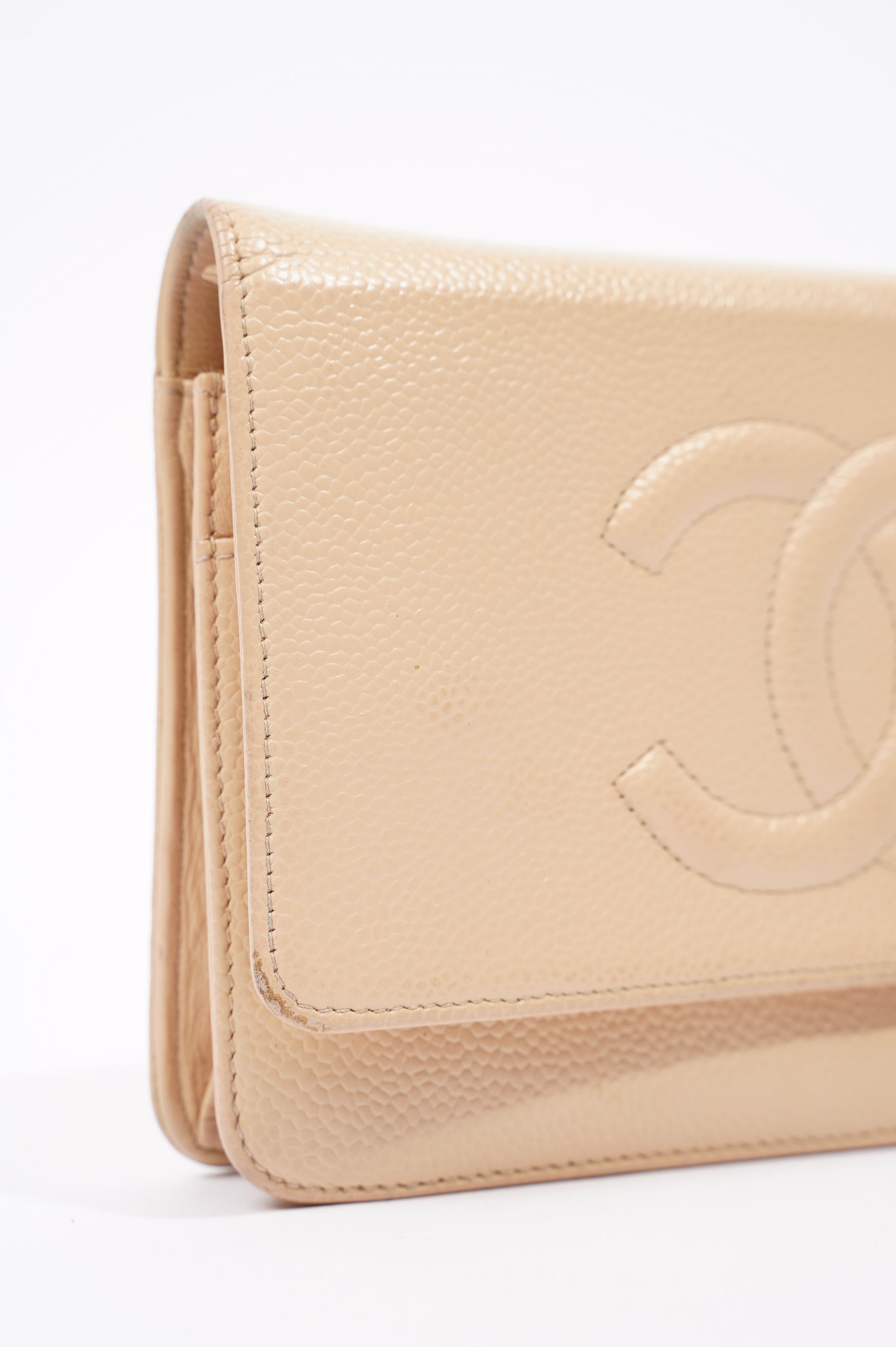 Chanel Womens Timeless Wallet On Chain Beige Caviar