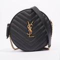 Saint Laurent Womens Vinyle Round Camera Bag Black / Gold OS