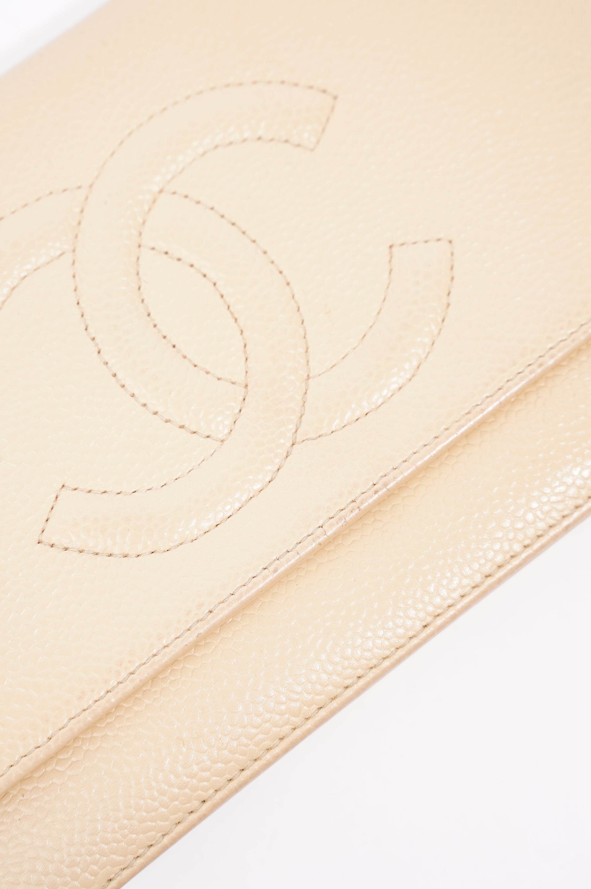 Chanel Womens Timeless Wallet On Chain Beige Caviar