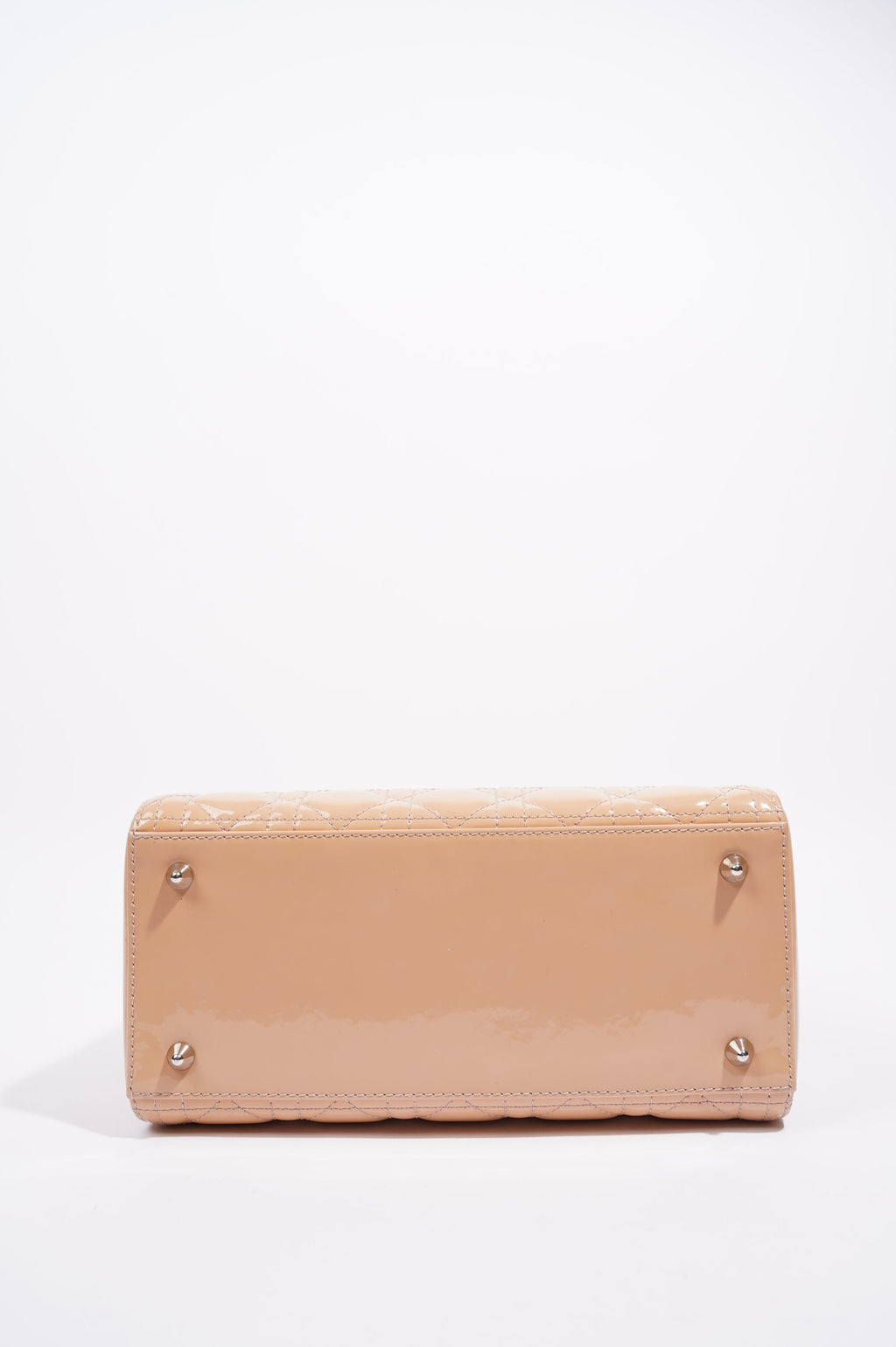 Christian Dior Womens Lady Dior Bag Nude Patent Leather Medium
