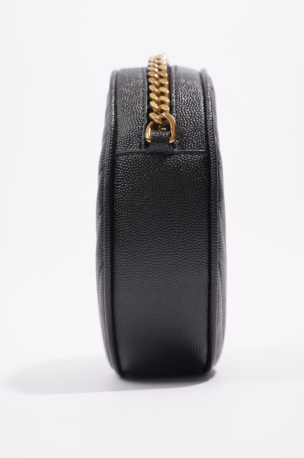 Saint Laurent Womens Vinyle Round Camera Bag Black / Gold OS