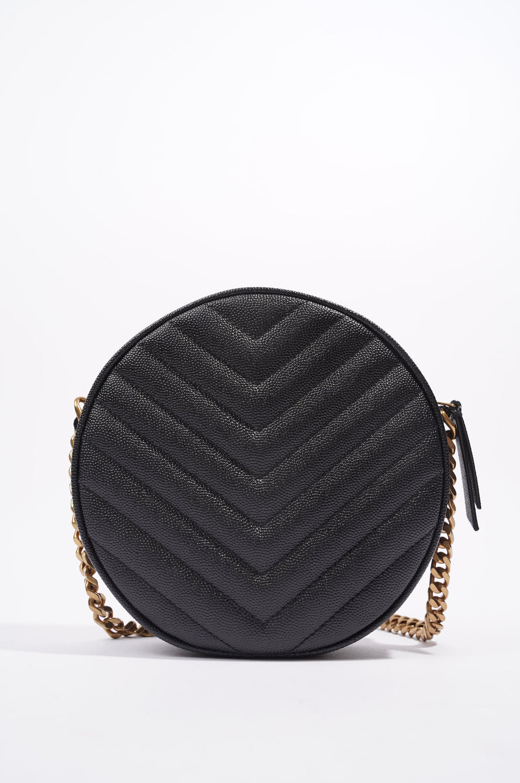 Saint Laurent Womens Vinyle Round Camera Bag Black / Gold OS