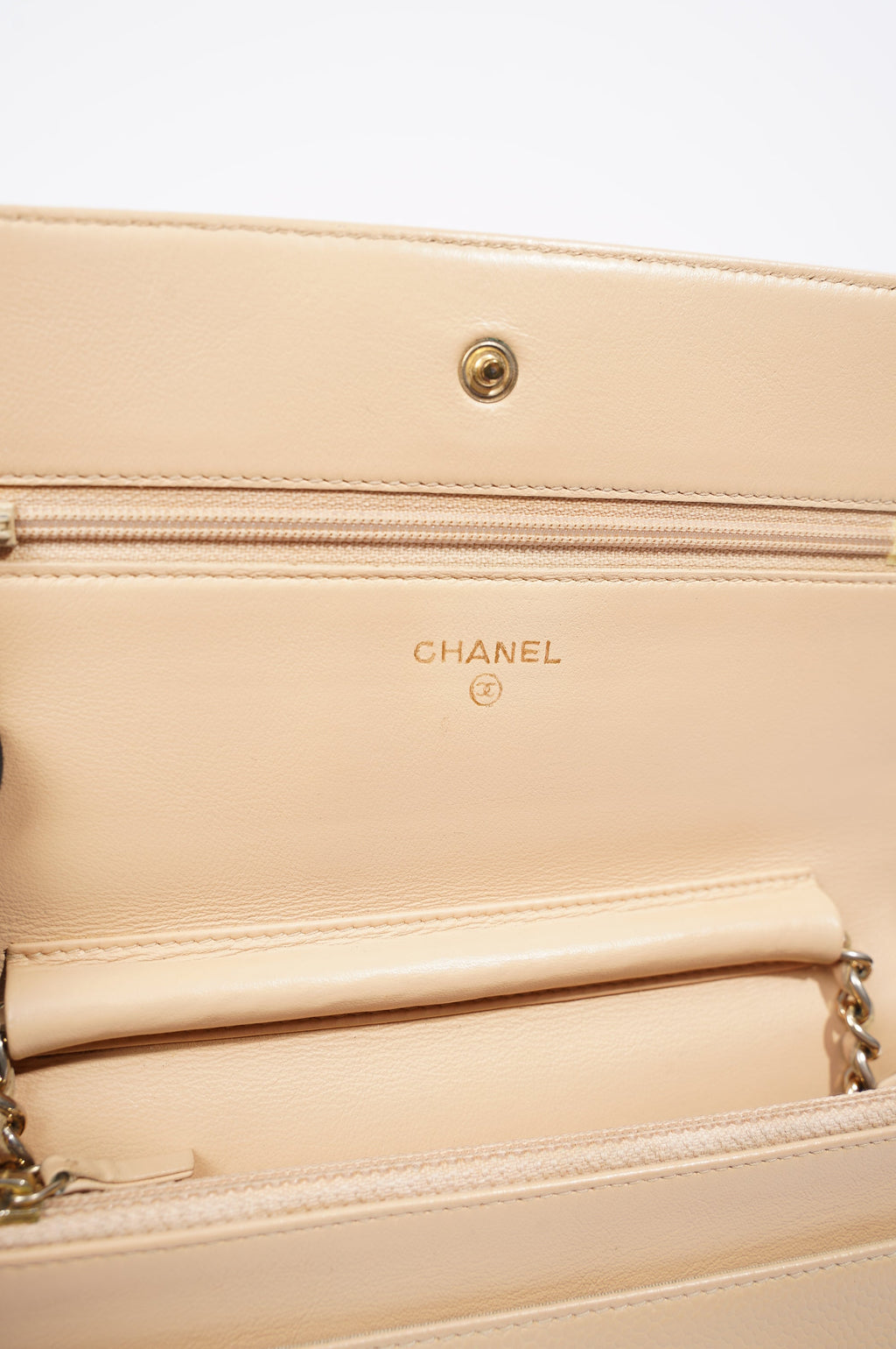 Chanel Womens Timeless Wallet On Chain Beige Caviar