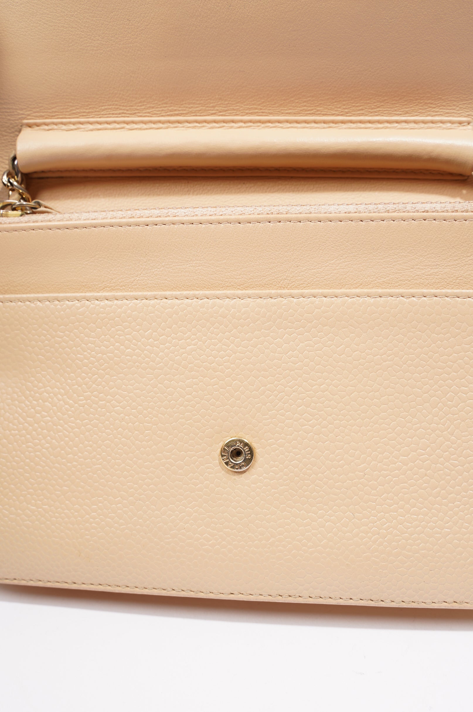 Chanel Womens Timeless Wallet On Chain Beige Caviar