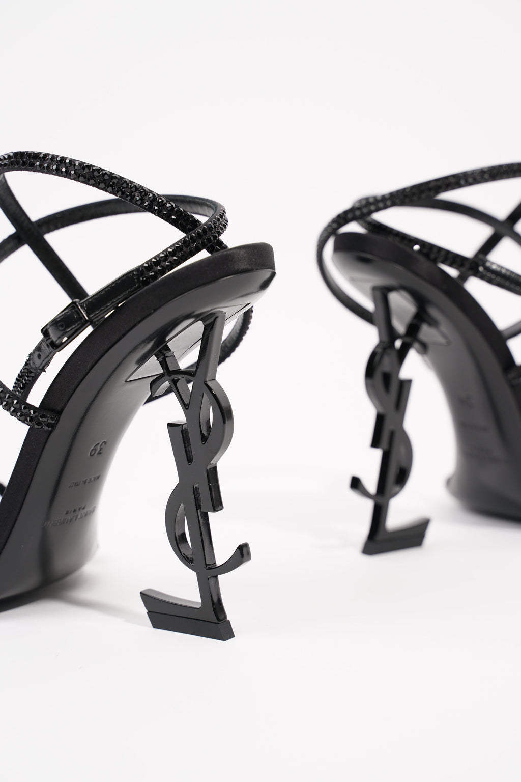 Saint Laurent Womens Opyum Heel Diamante 110 Black EU 39 / UK 6