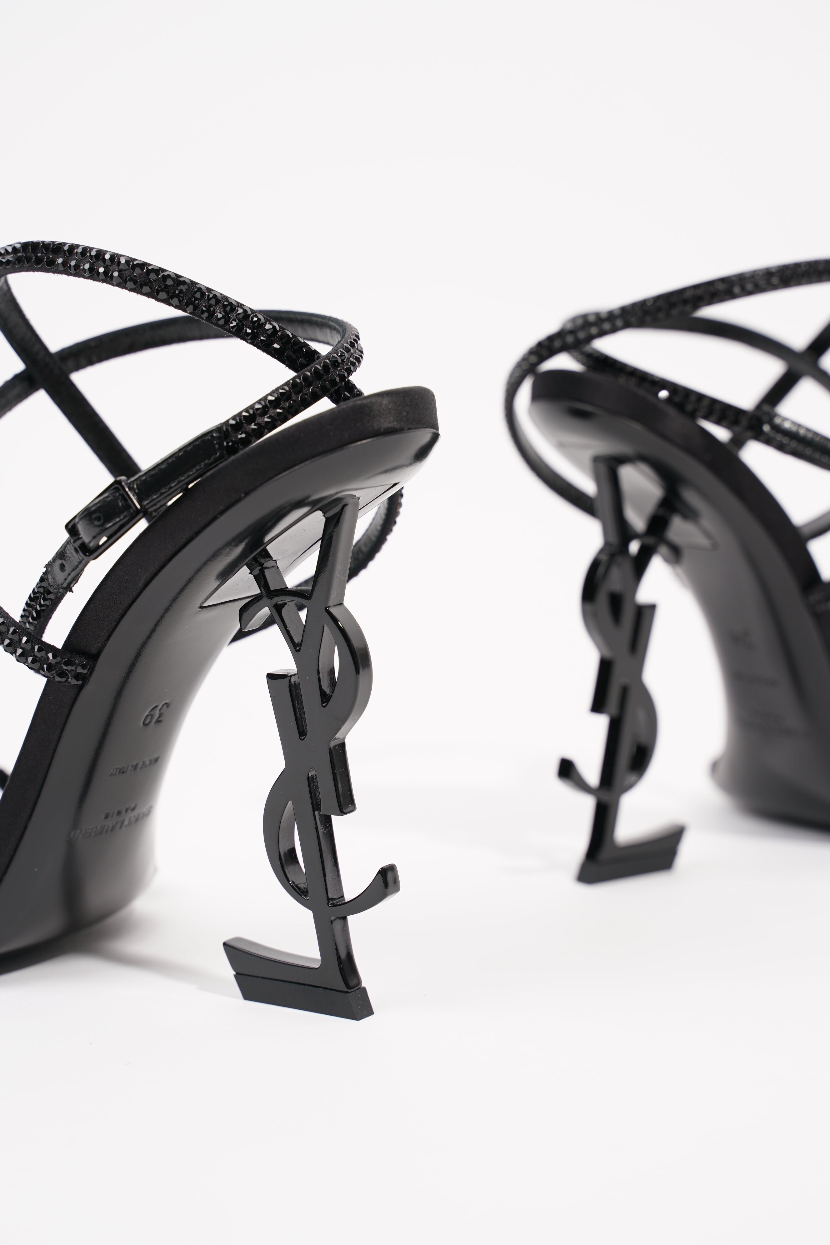 Saint Laurent Womens Opyum Heel Diamante 110 Black EU 39 / UK 6