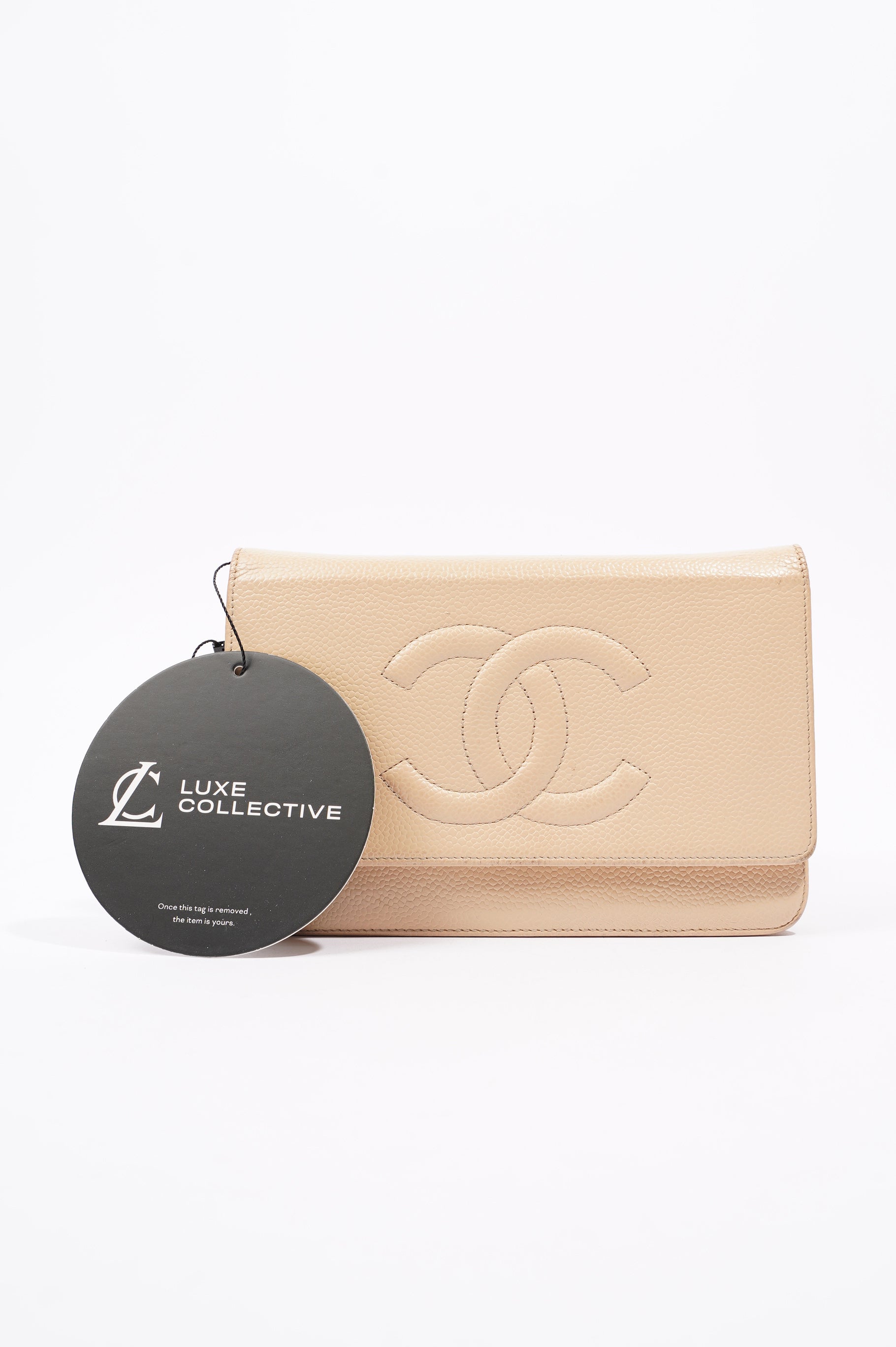 Chanel Womens Timeless Wallet On Chain Beige Caviar