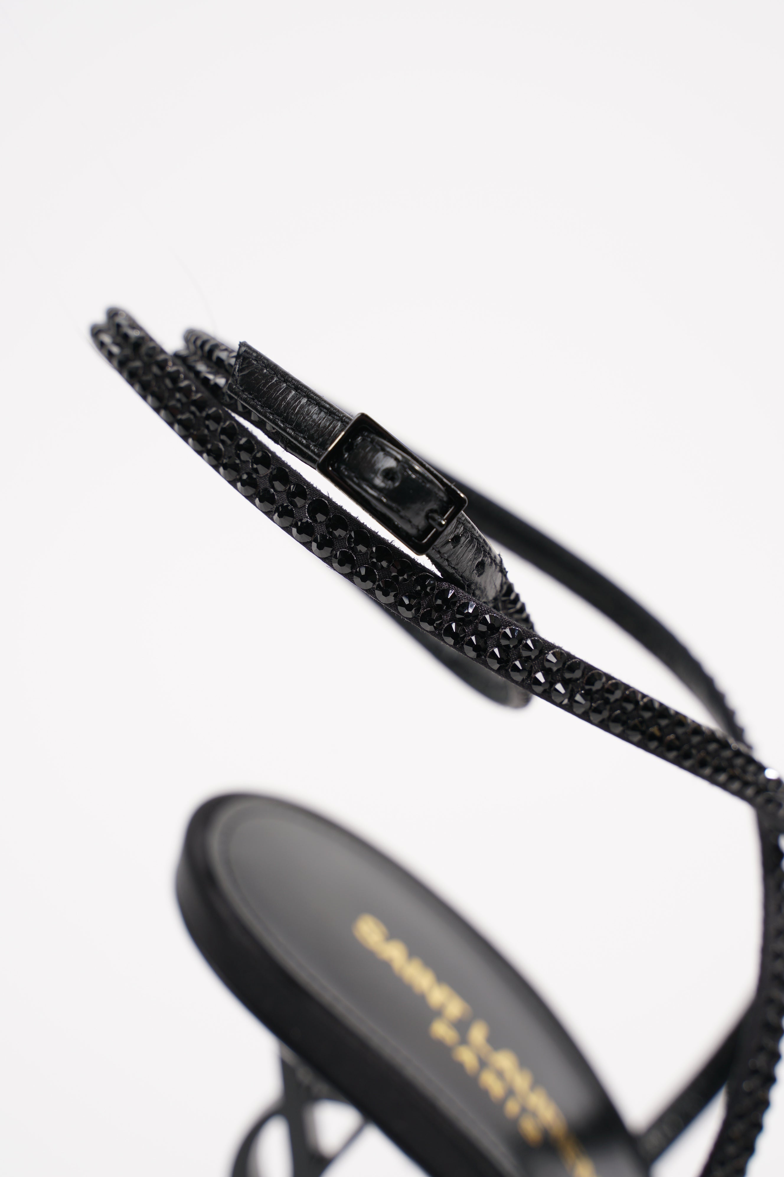 Saint Laurent Womens Opyum Heel Diamante 110 Black EU 39 / UK 6