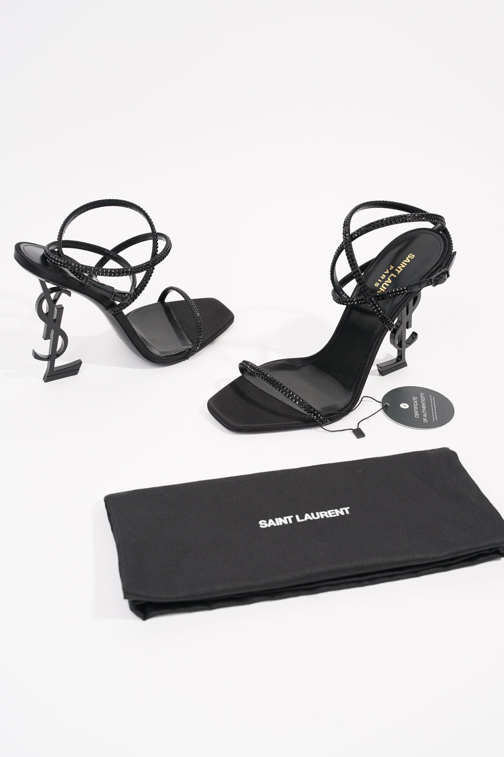 Saint Laurent Womens Opyum Heel Diamante 110 Black EU 39 / UK 6