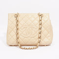 Chanel Womens Vintage Petit Timeless Tote Cream Leather Small