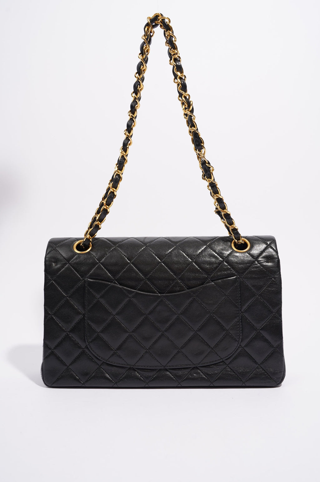 Chanel Womens Vintage Lambskin Classic Flap Black Medium
