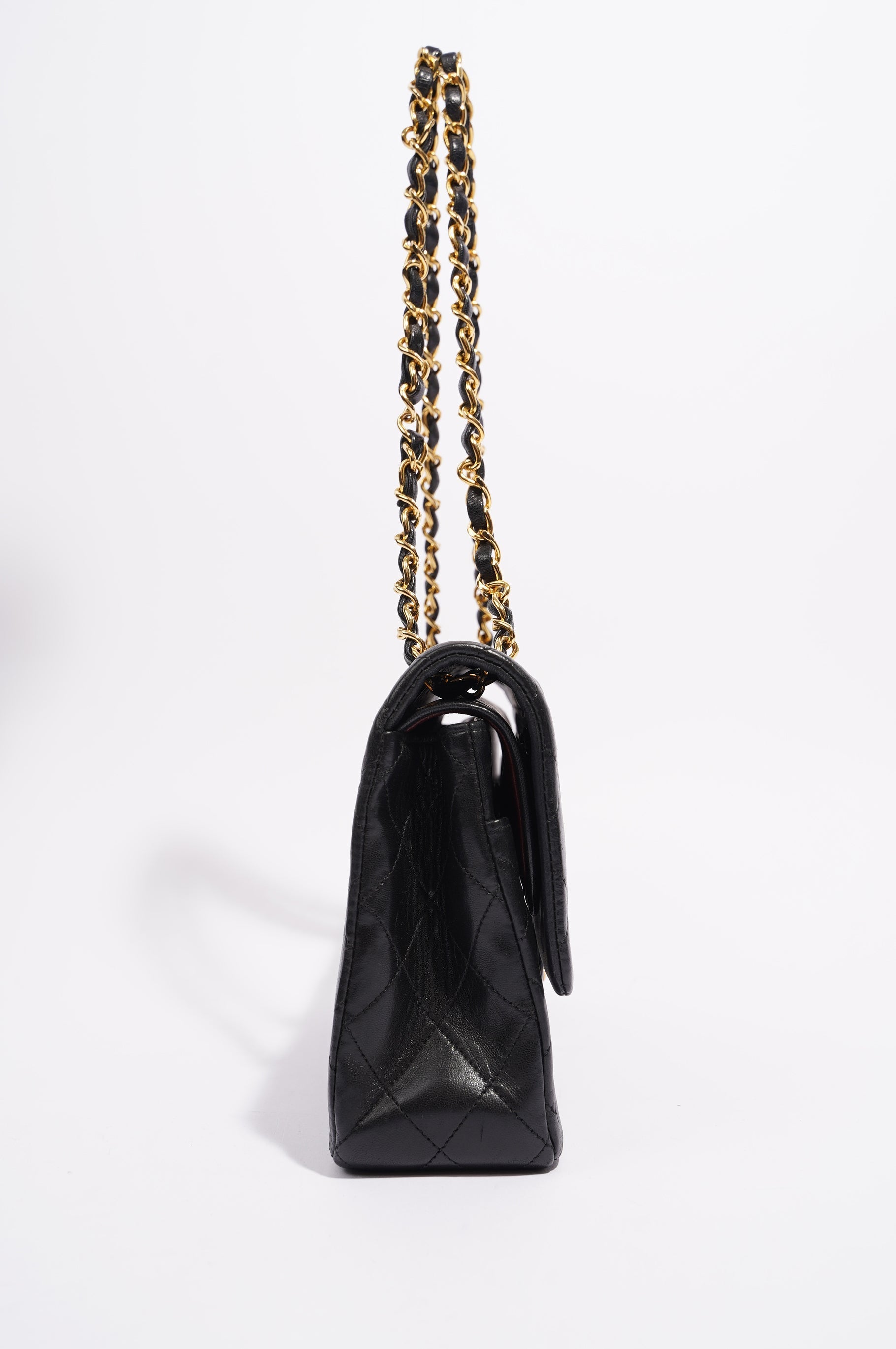 Chanel Womens Vintage Lambskin Classic Flap Black Medium