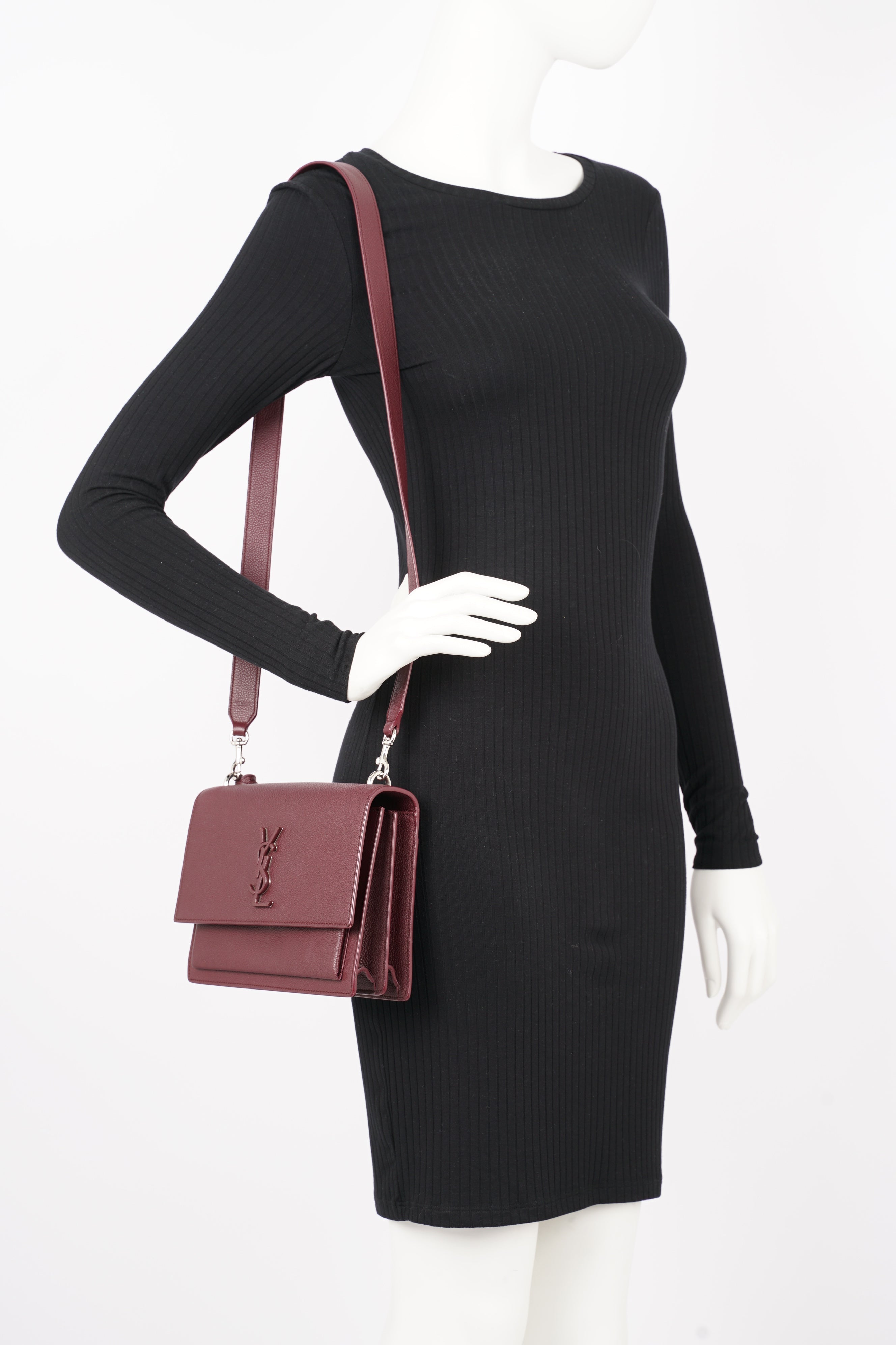 Saint Laurent Womens Sunset Burgundy Leather Medium