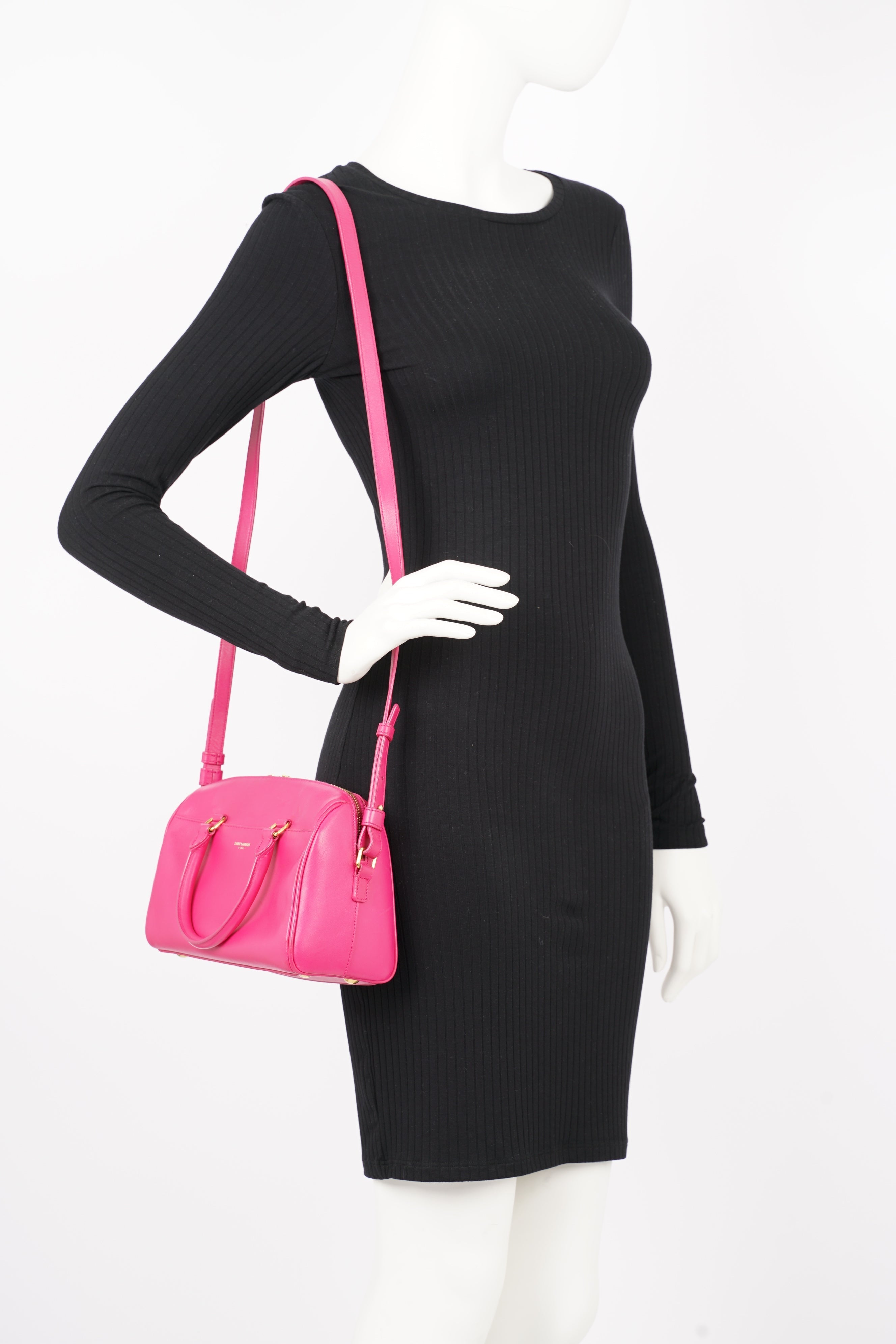 Saint Laurent Womens Duffle Bag Pink Leather Baby
