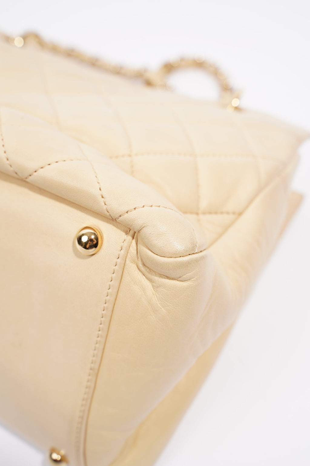 Chanel Womens Vintage Petit Timeless Tote Cream Leather Small