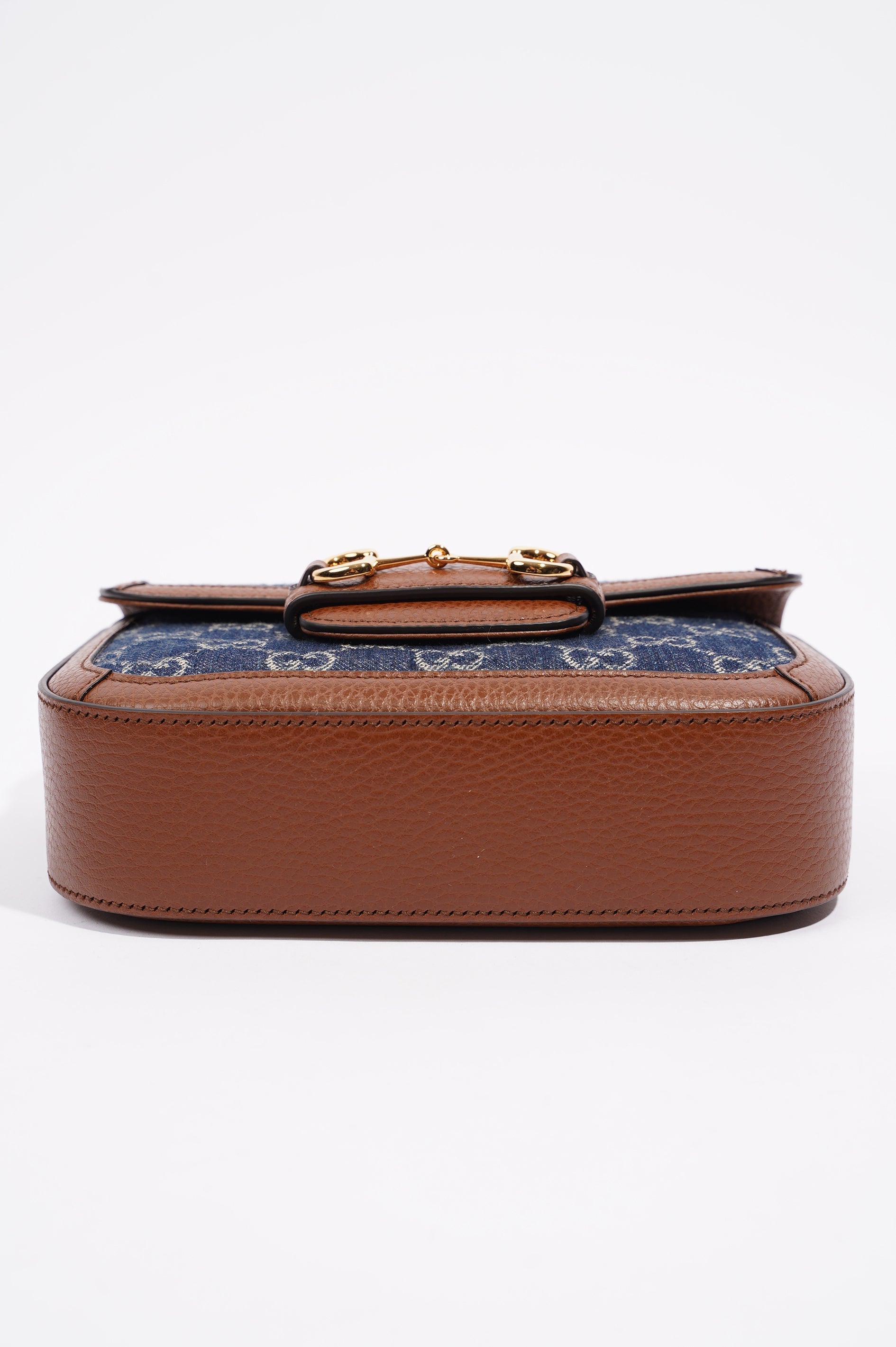 Gucci Womens Horsebit 1955 Mini Bag Demin / Brown