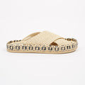 Fendi Womens Raffia Slides Beige EU 38 / UK 5