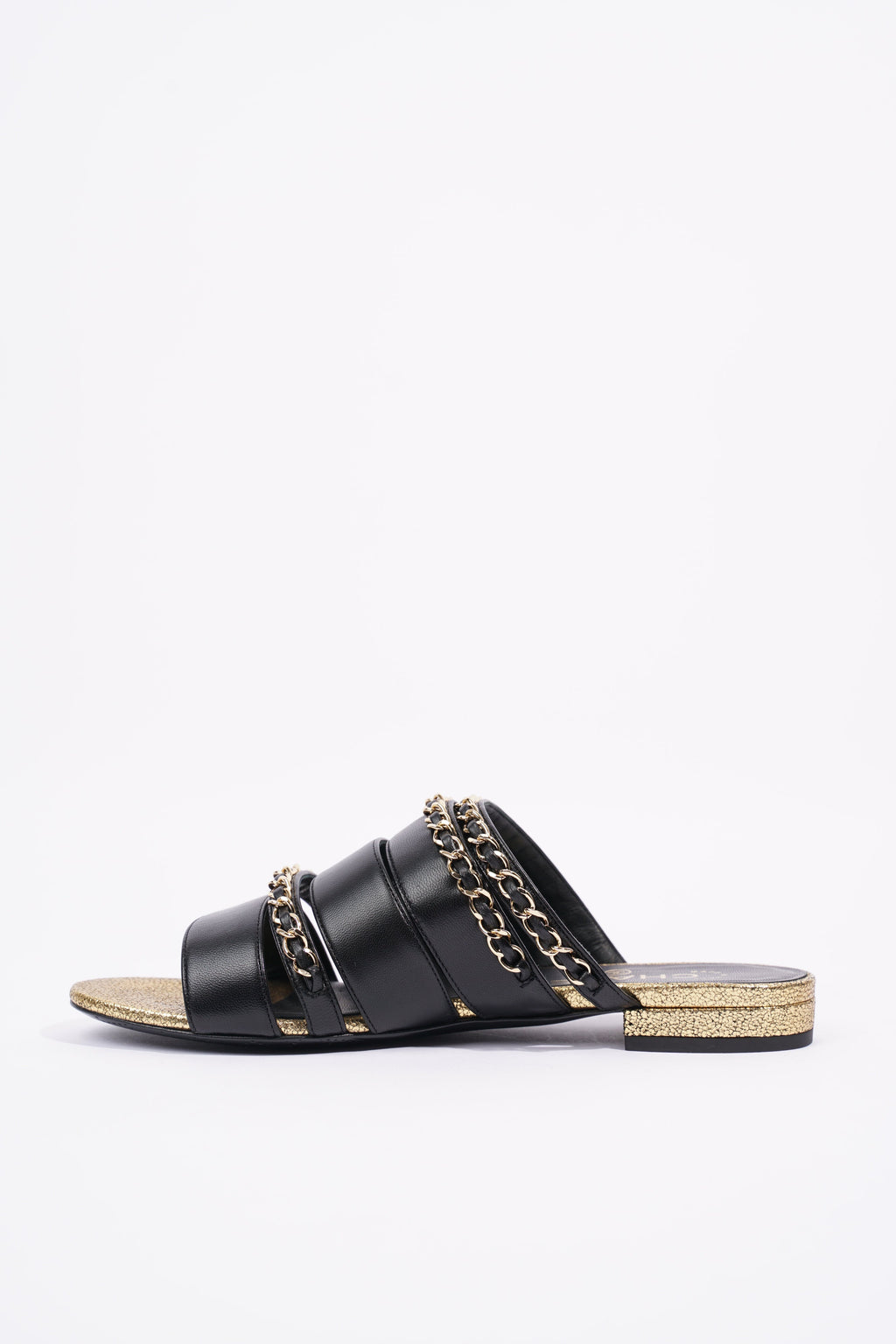 Chanel Womens Chain Mule Black / Gold EU 36 / UK 3