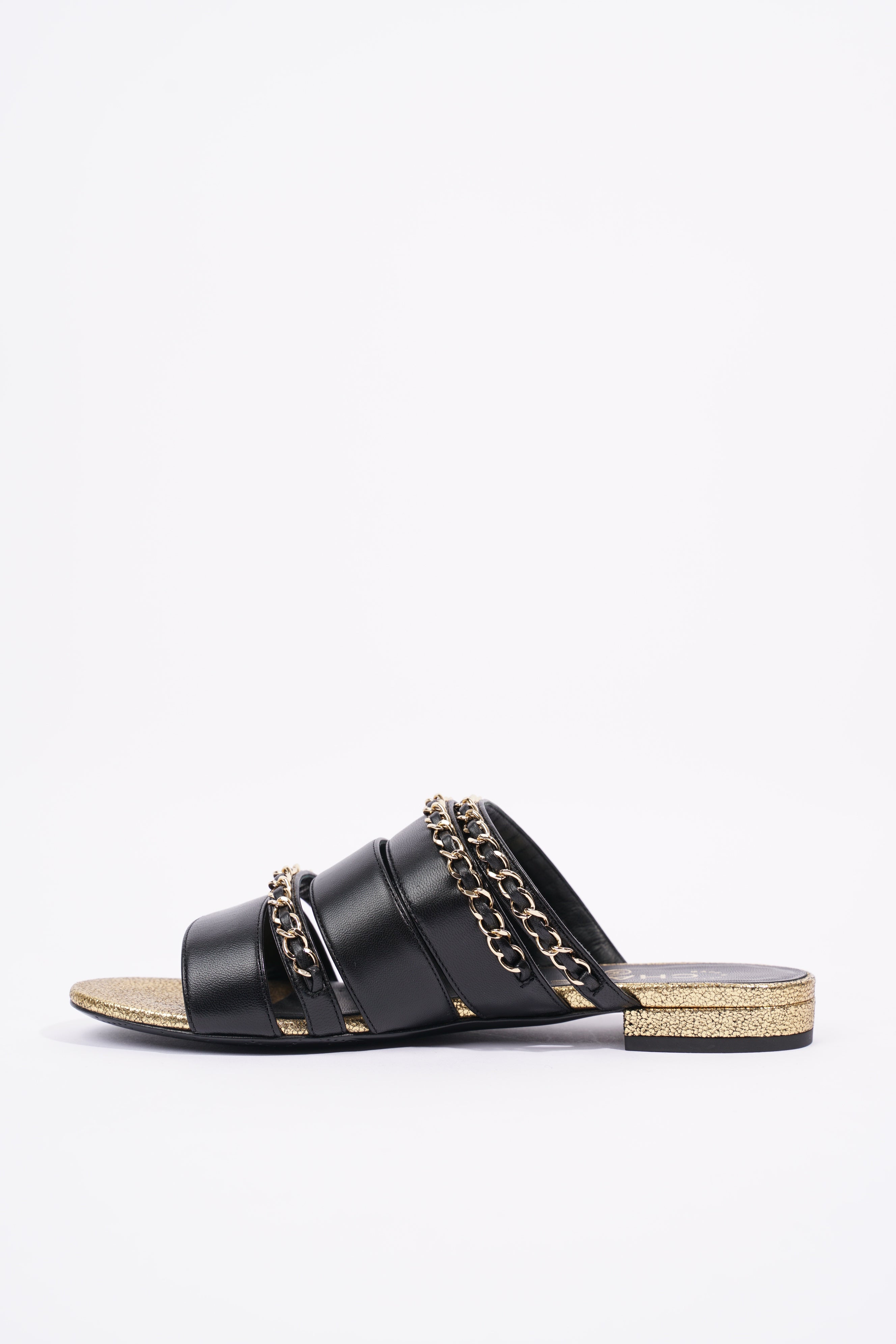 Chanel Womens Chain Mule Black / Gold EU 36 / UK 3