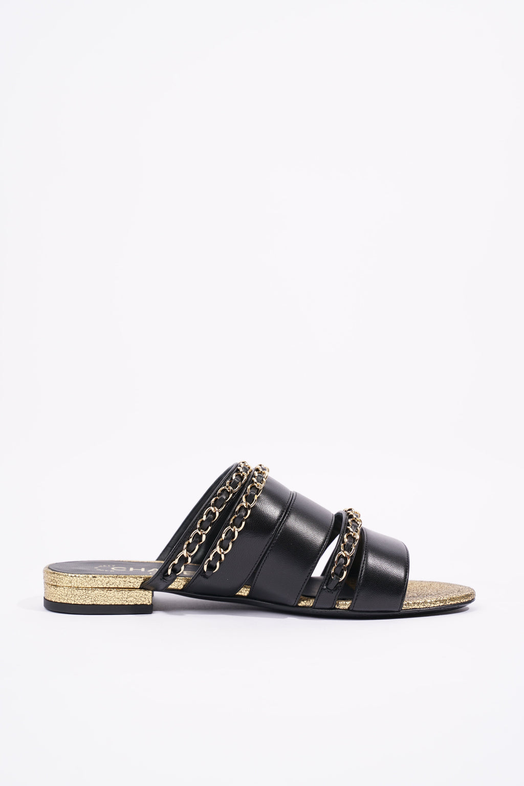 Chanel Womens Chain Mule Black / Gold EU 36 / UK 3